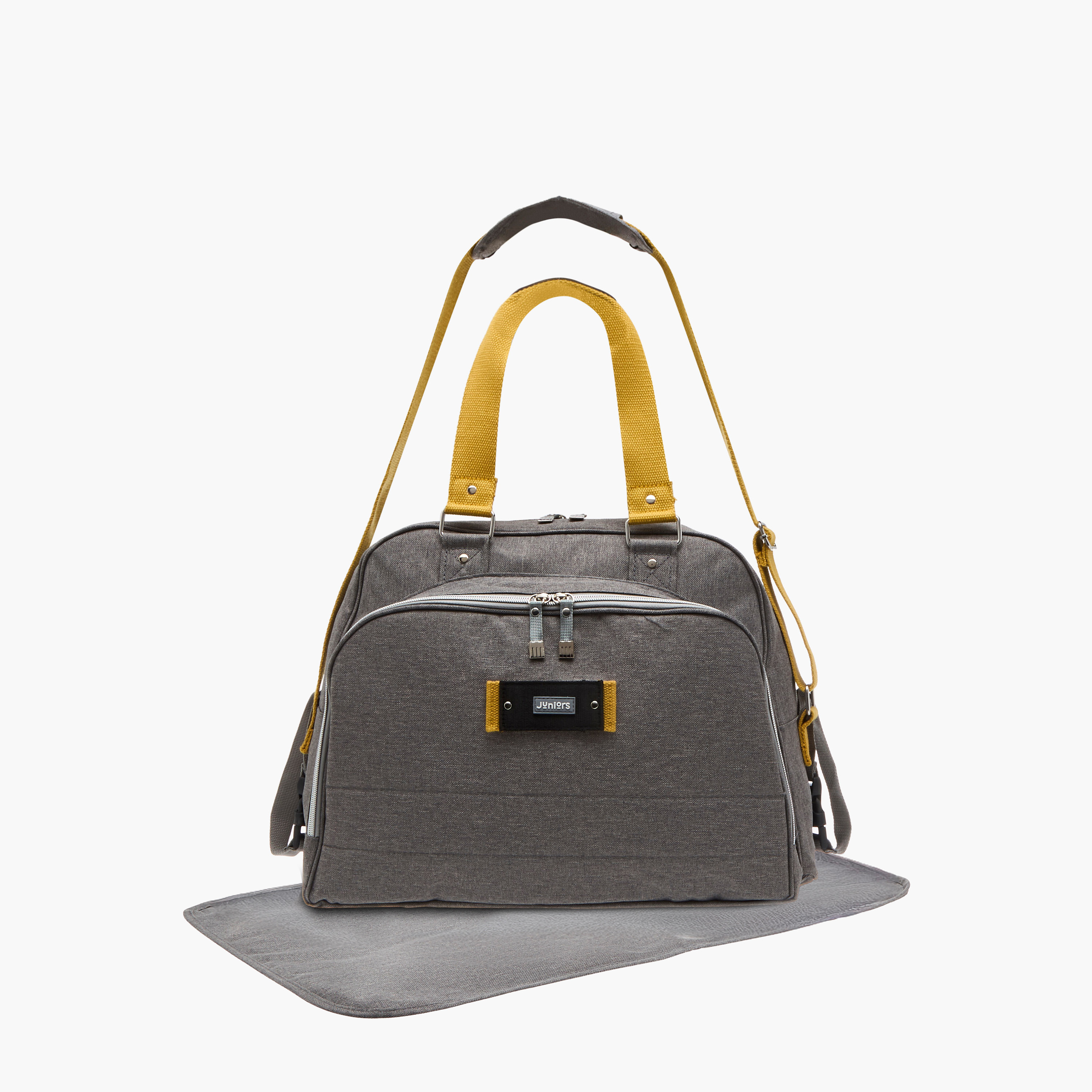 Juniors Logo Detail Diaper Bag with Double Handles and Zip Closure-baby-diapering-diaperbags-image-1