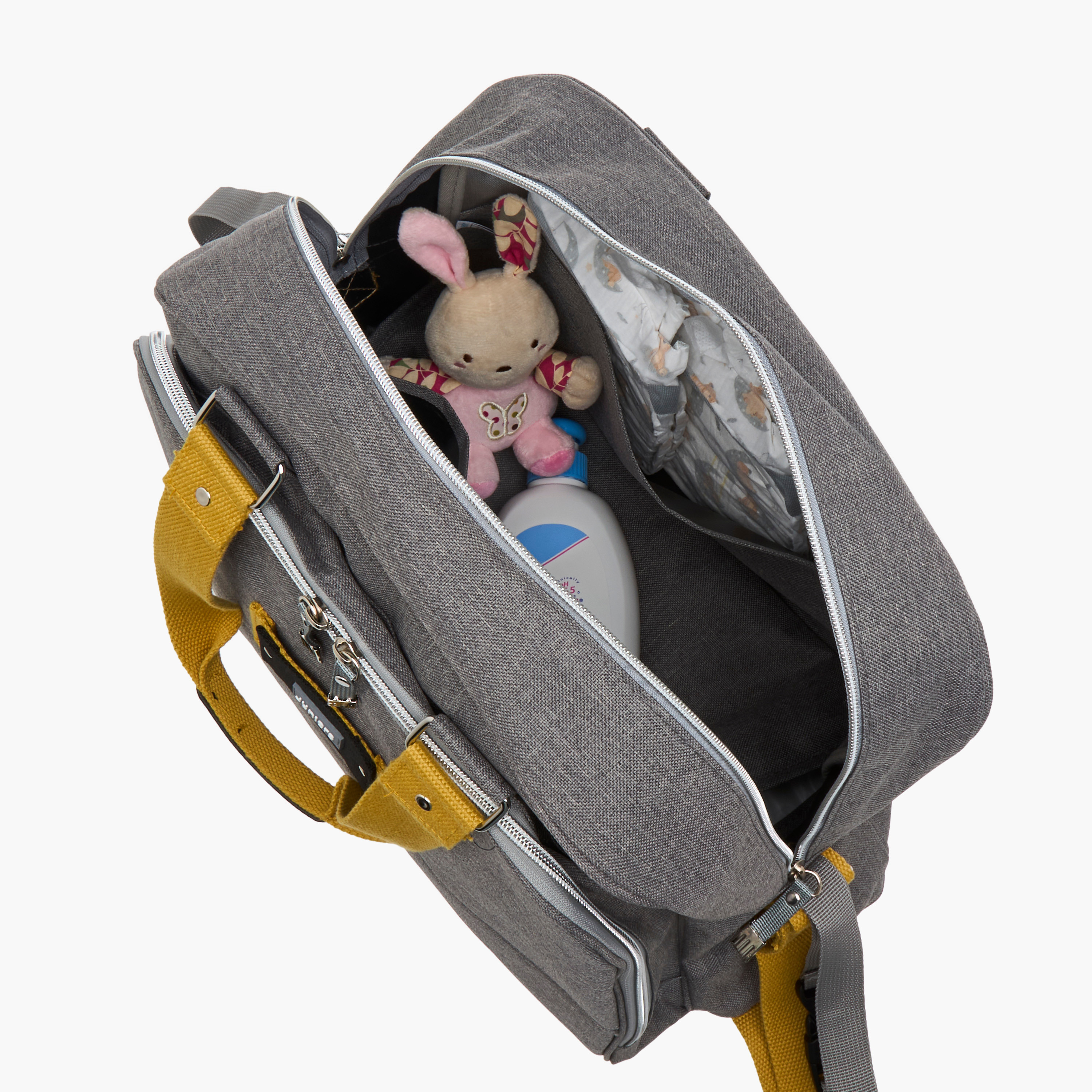 Juniors Logo Detail Diaper Bag with Double Handles and Zip Closure-baby-diapering-diaperbags-image-12