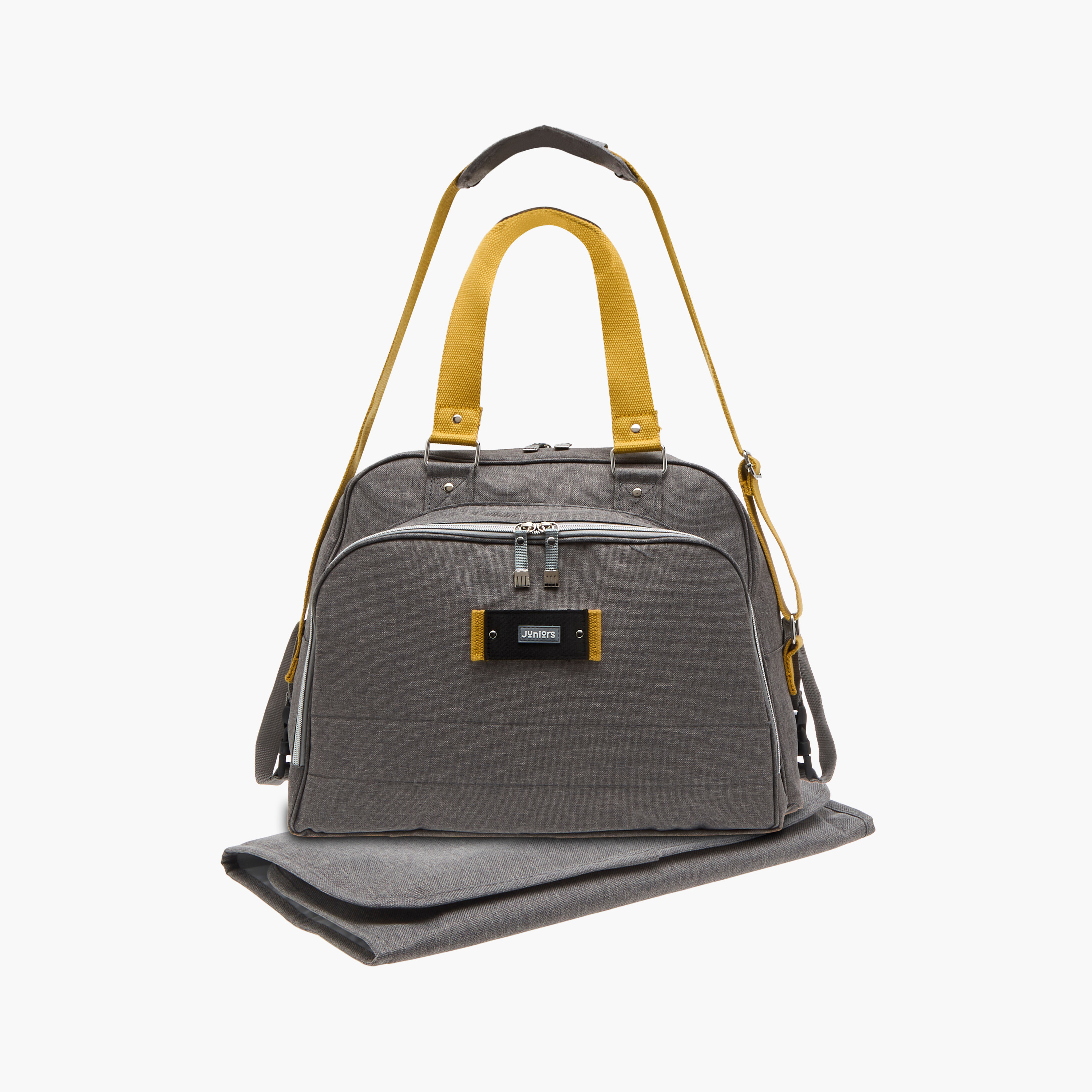 Juniors Logo Detail Diaper Bag with Double Handles and Zip Closure-baby-diapering-diaperbags-image-3
