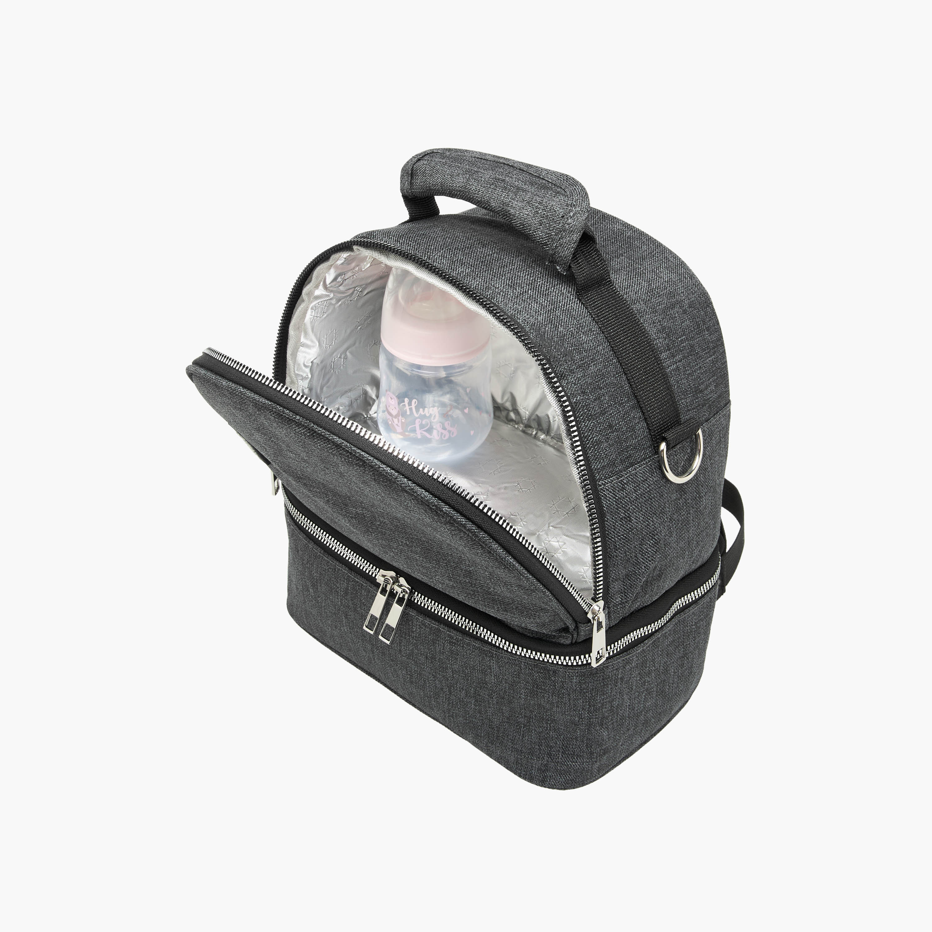 شنطة حفاضات معزولة سادة بسحاب إغلاق وحمالات قابلة للتعديل من جونيورز-baby-diapering-diaperbags-image-3