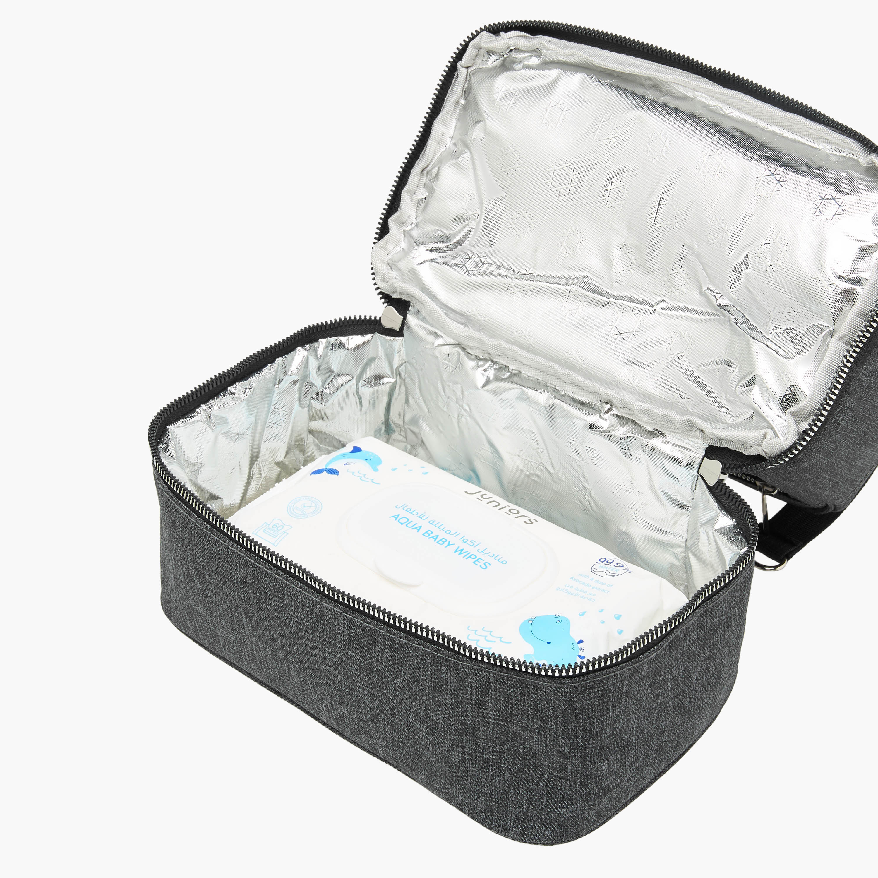 شنطة حفاضات معزولة سادة بسحاب إغلاق وحمالات قابلة للتعديل من جونيورز-baby-diapering-diaperbags-image-1