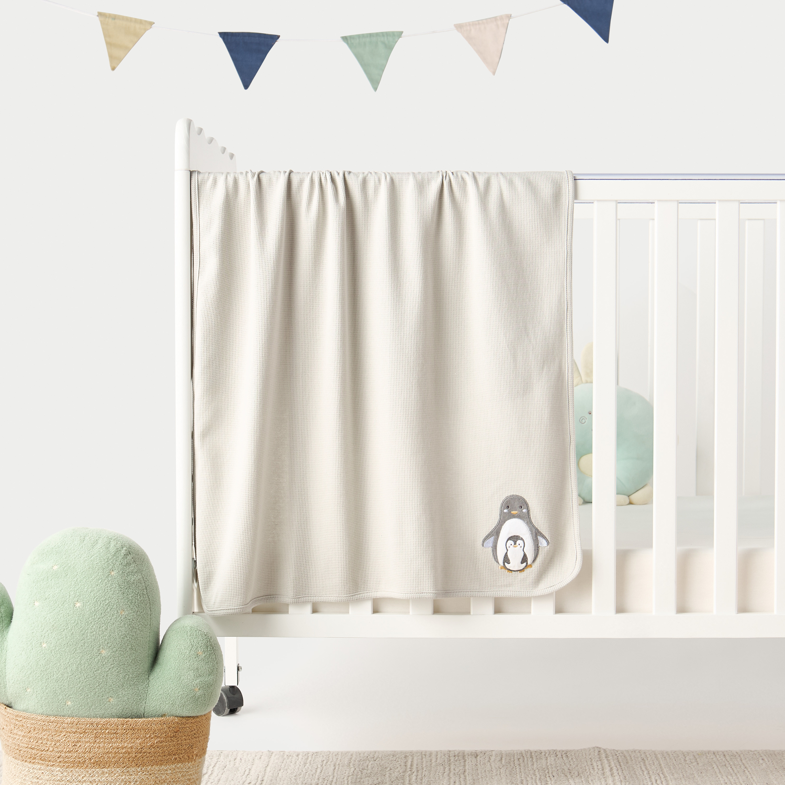 Juniors Penguin Applique Receiving Blanket - 76x102 cm-baby-nursery-blanketsandswaddles-receivingblankets-image-1