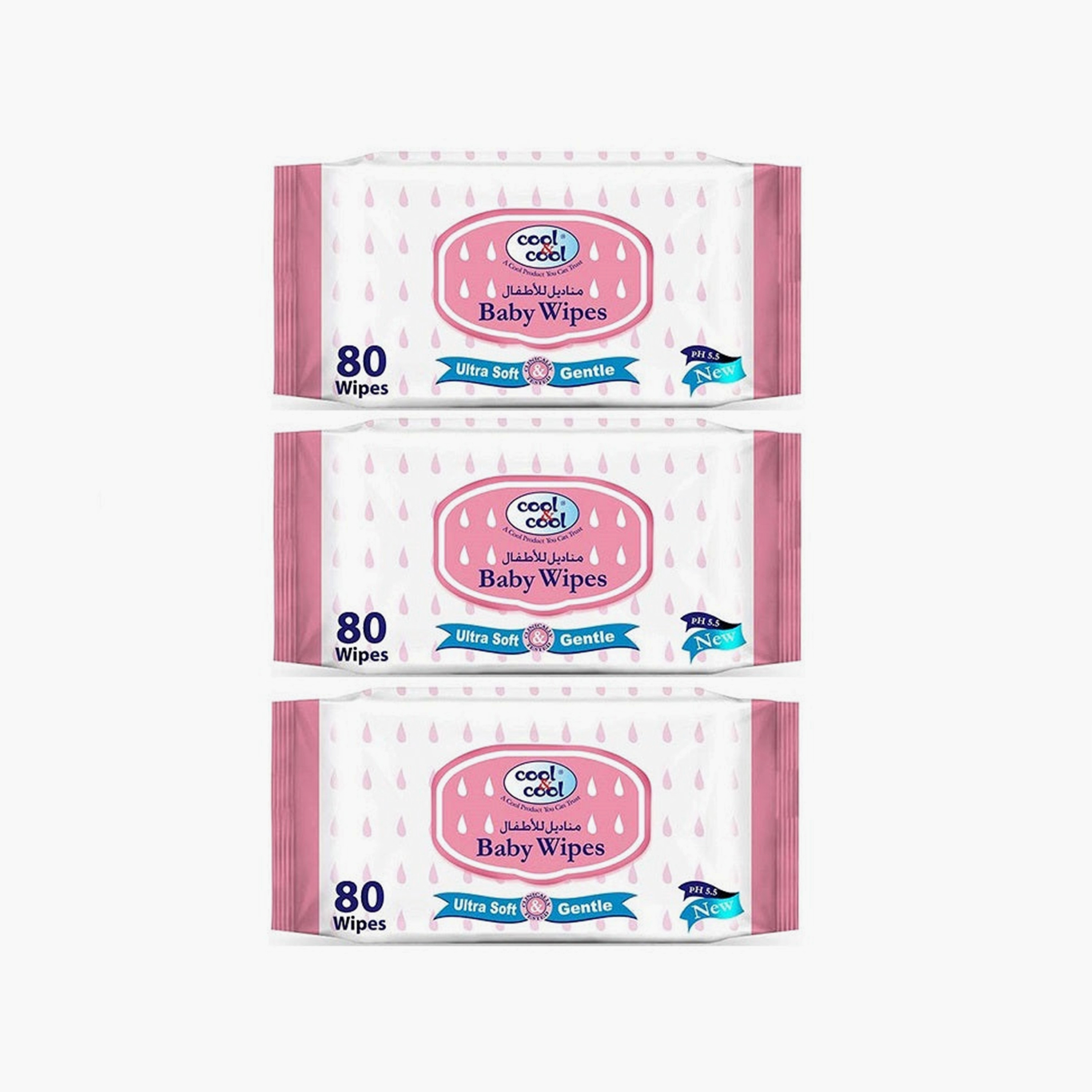 Cool & Cool Pack of 2 + 1 Free Ultra Soft Baby Wipes-baby-bathandcare-wipes-image-1