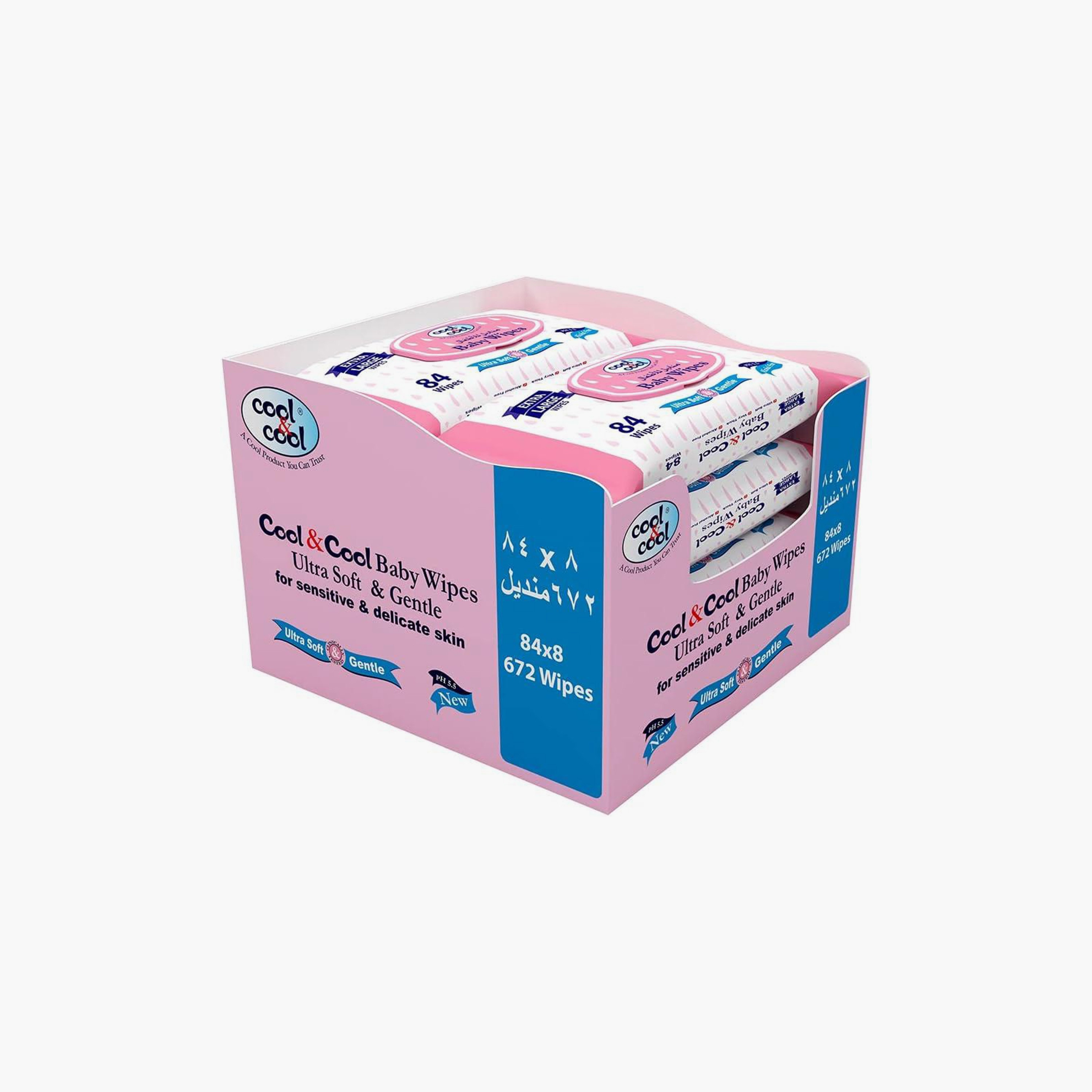 Cool & Cool Pack of 8 Extra Large Baby Wipes-baby-diapering-babywipes-image-1