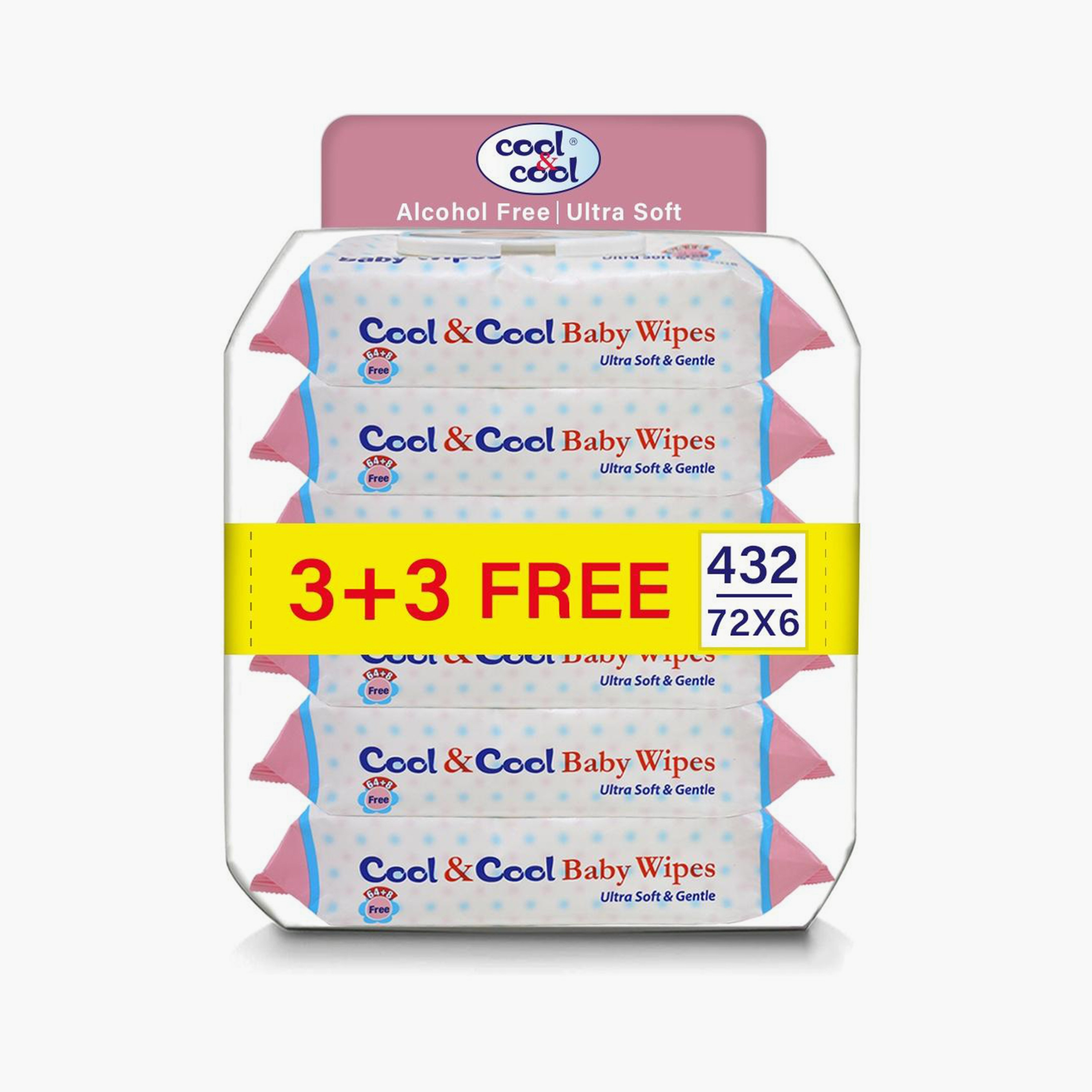 Cool & Cool Pack of 3 + 3 Free Ultra Soft Baby Wipes-baby-diapering-babywipes-image-1
