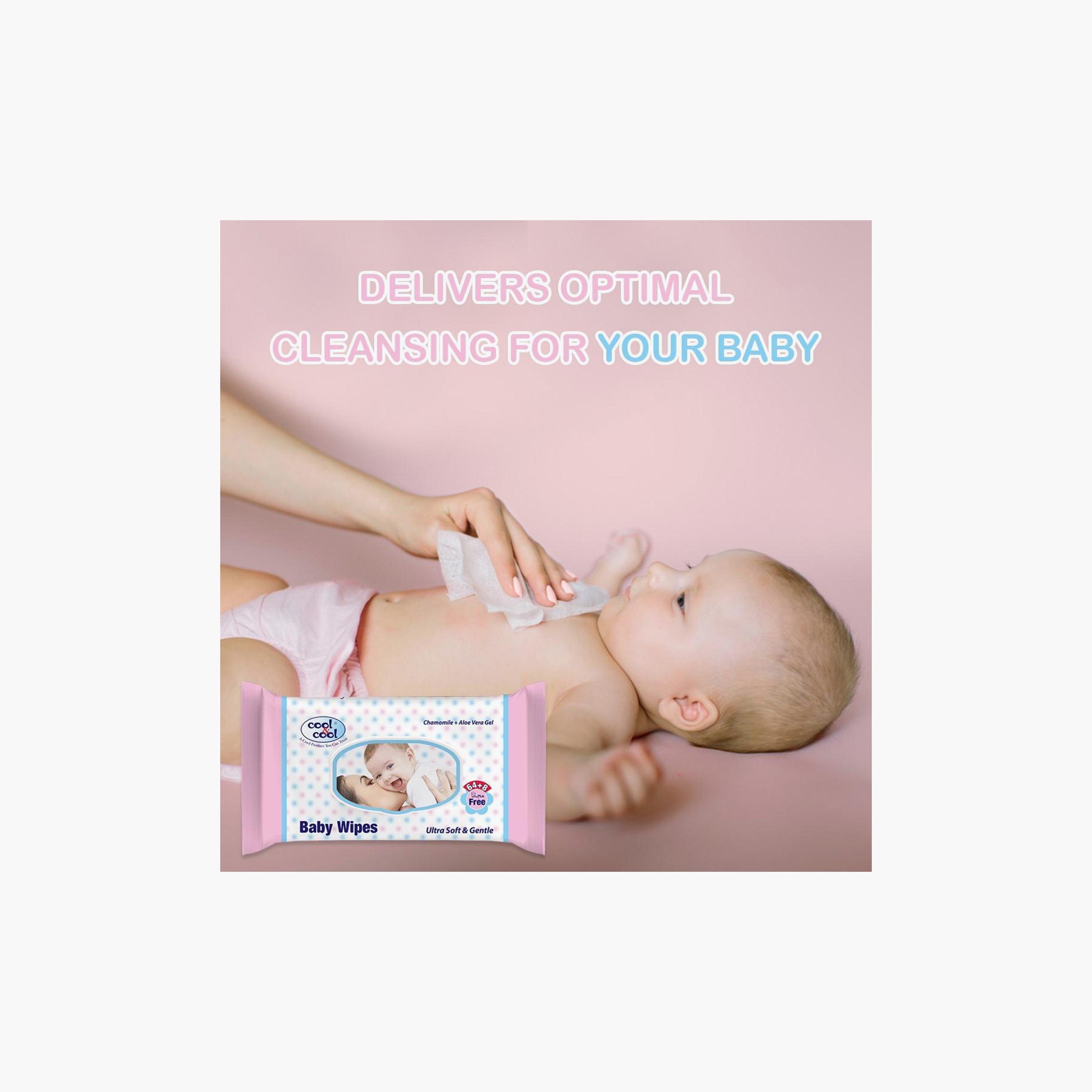 Cool & Cool Pack of 12 Ultra Soft Baby Wipes-baby-diapering-babywipes-image-4