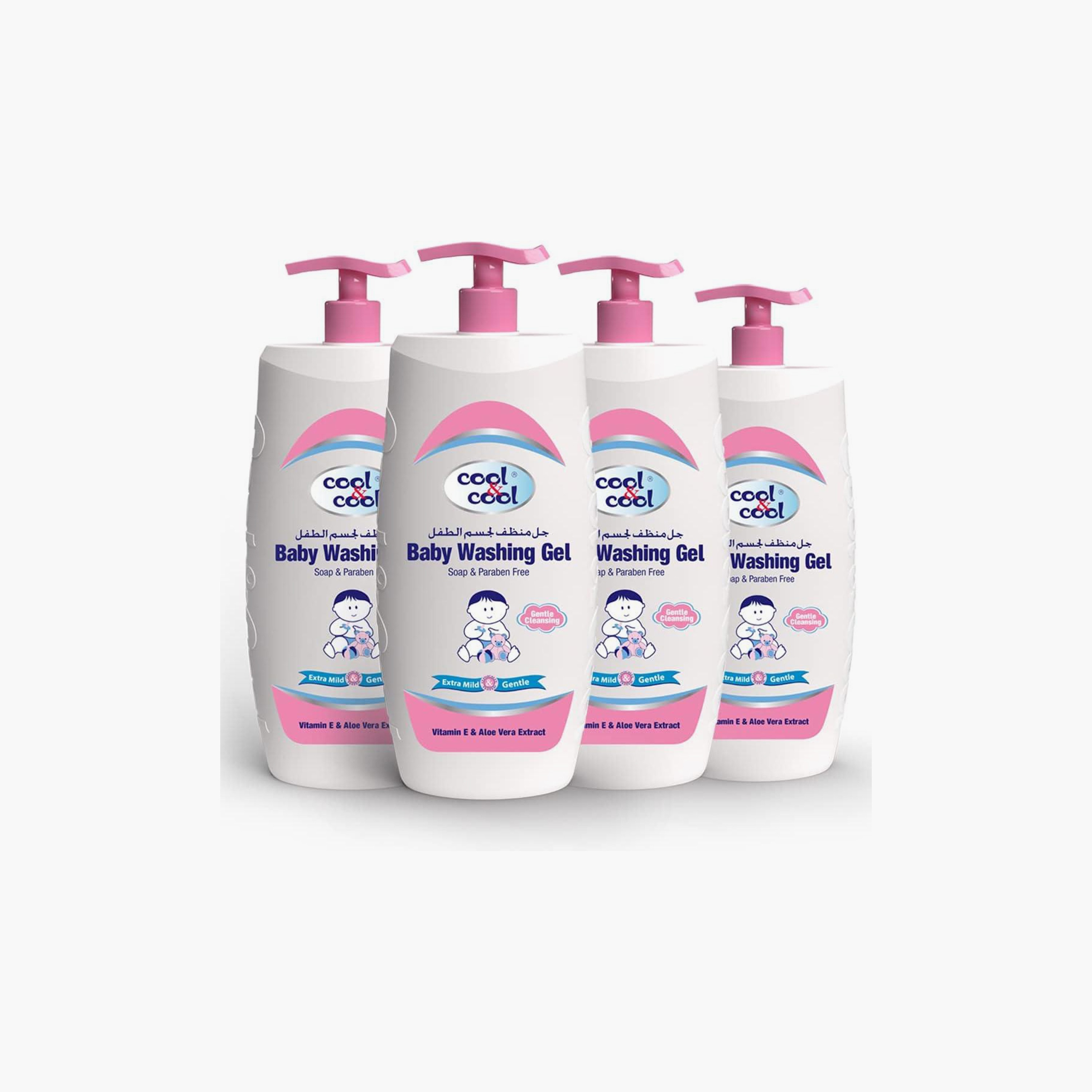 Cool & Cool Pack of 4 Washing Gel, 500 ml-baby-bathandcare-hairbodyskincare-bodywashandsoaps-image-1