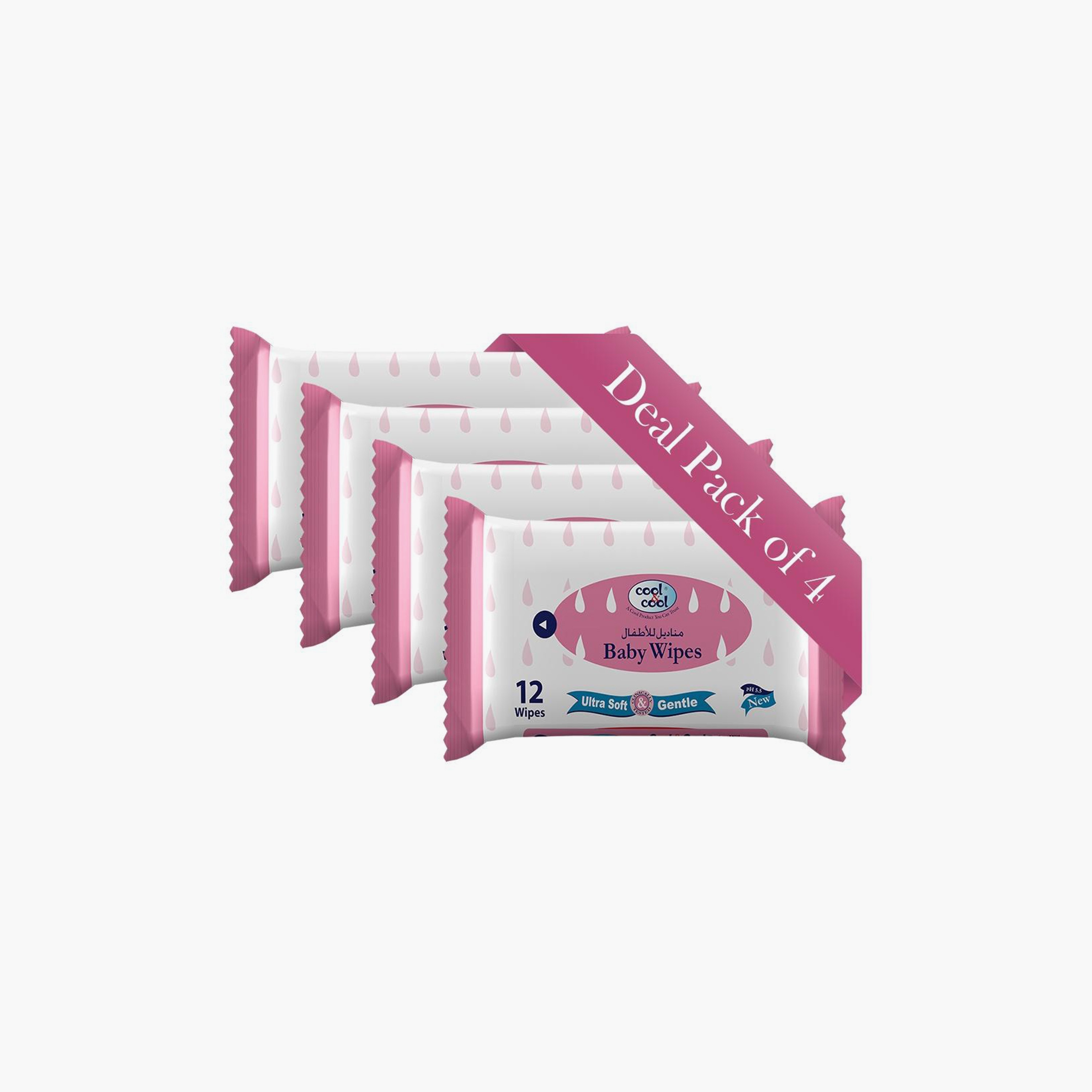 Cool & Cool Pack of 4 Ultra Soft Baby Wipes-baby-diapering-babywipes-image-1