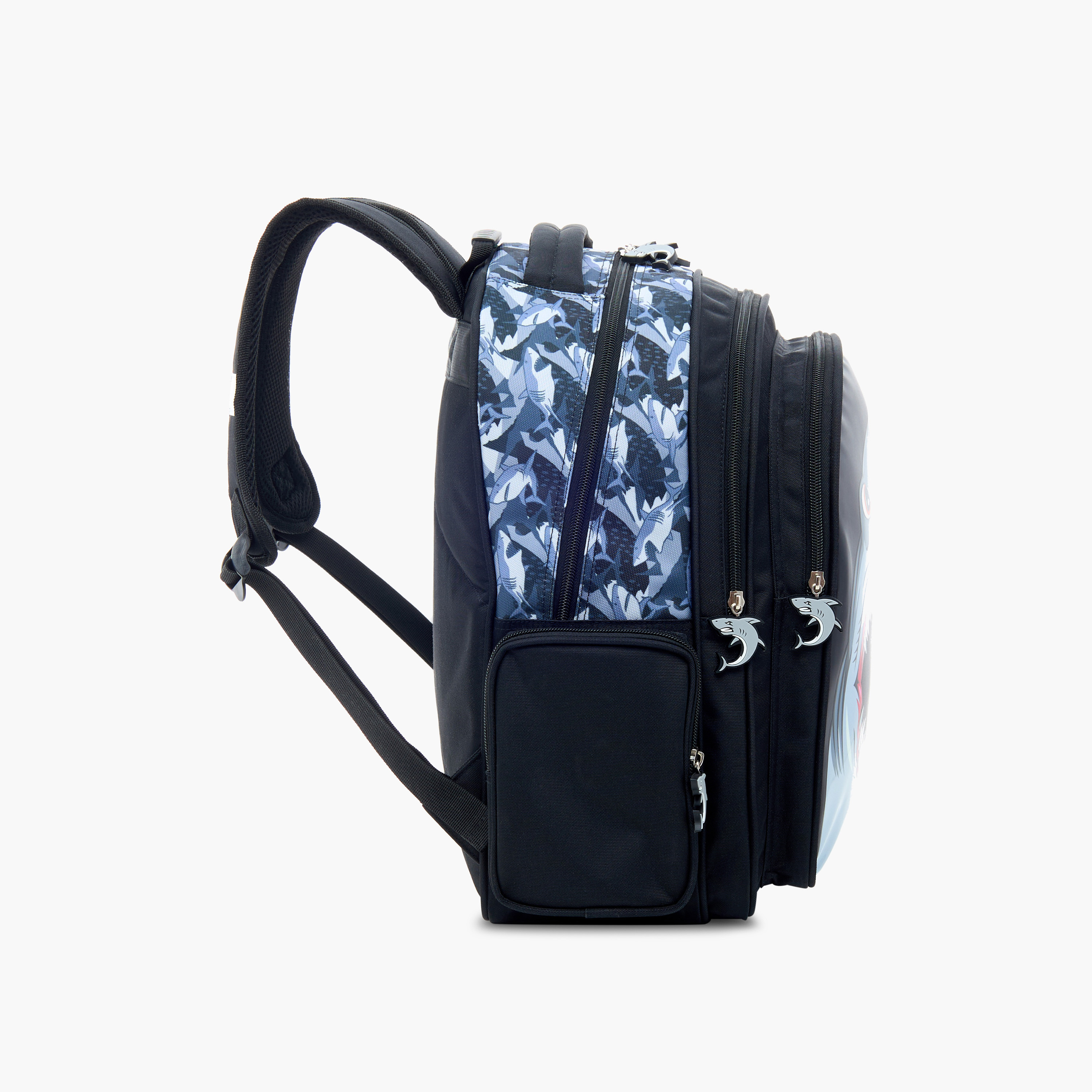Juniors Shark Print Backpack with Adjustable Straps and Zip Closure - 14 inches-school-bagsandbackpacks-backpacks-image-5