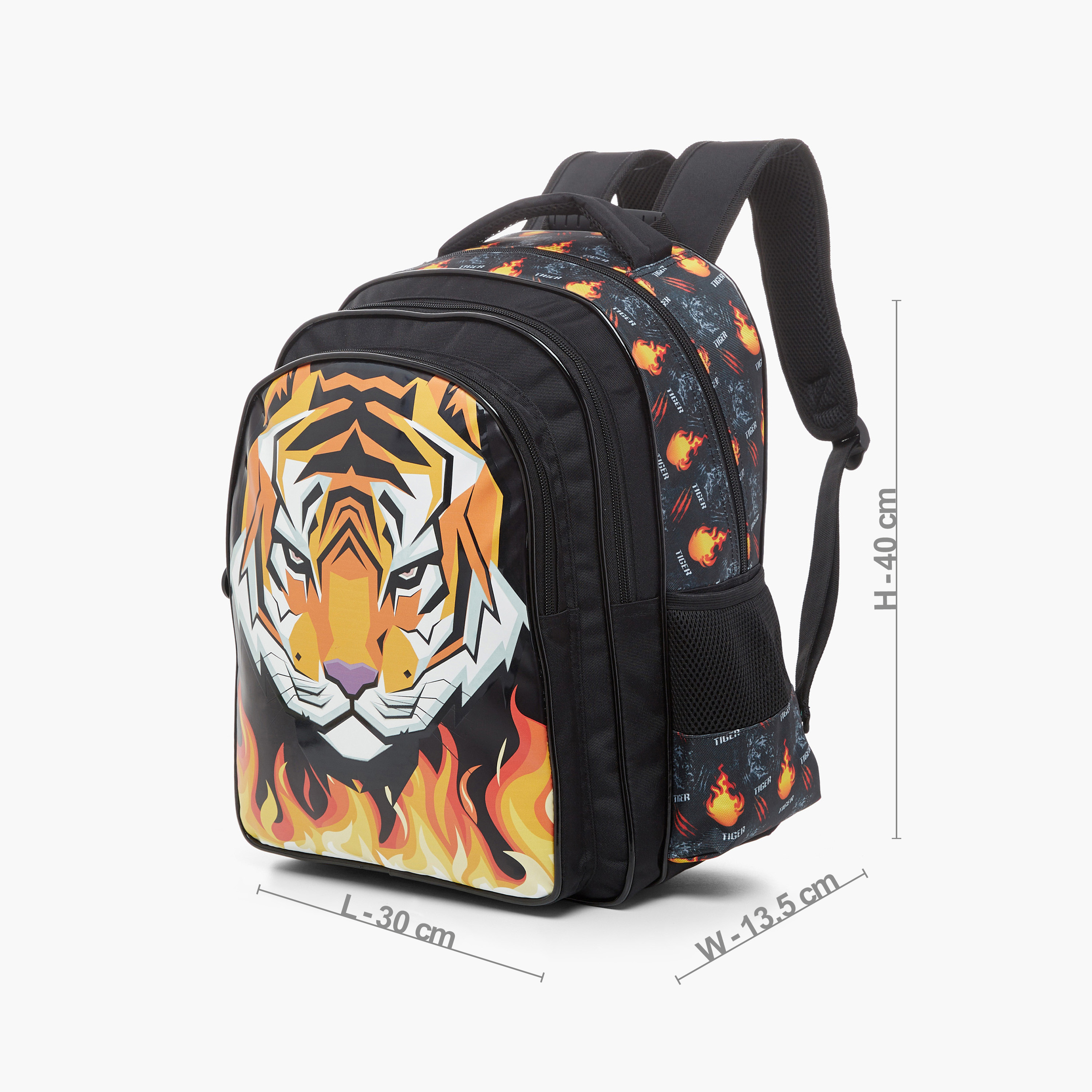 Juniors Tiger Print Backpack with Adjustable Shoulder Straps and Zip Closure - 16 inches-school-bagsandbackpacks-backpacks-image-2