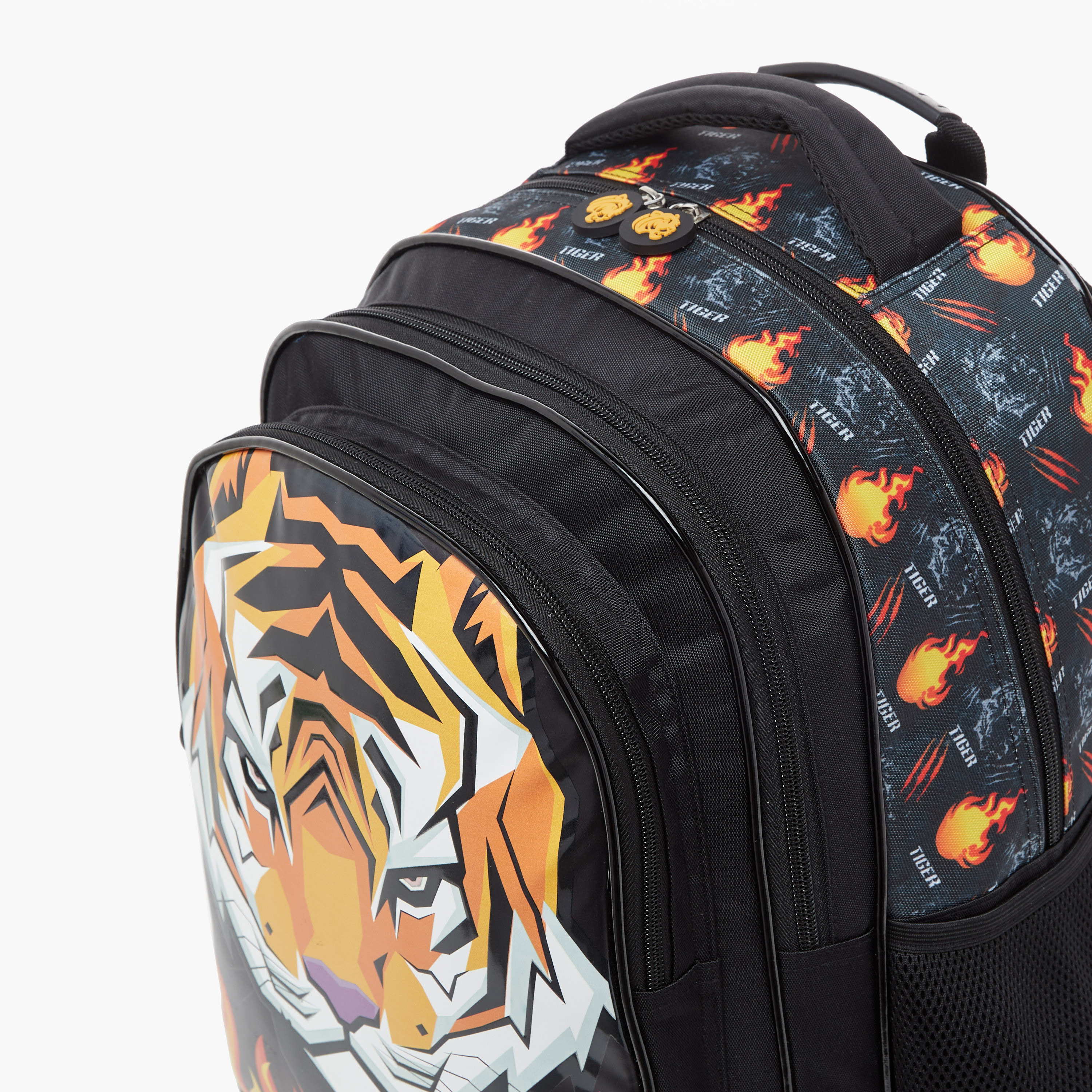 Juniors Tiger Print Backpack with Adjustable Shoulder Straps and Zip Closure - 16 inches-school-bagsandbackpacks-backpacks-image-7