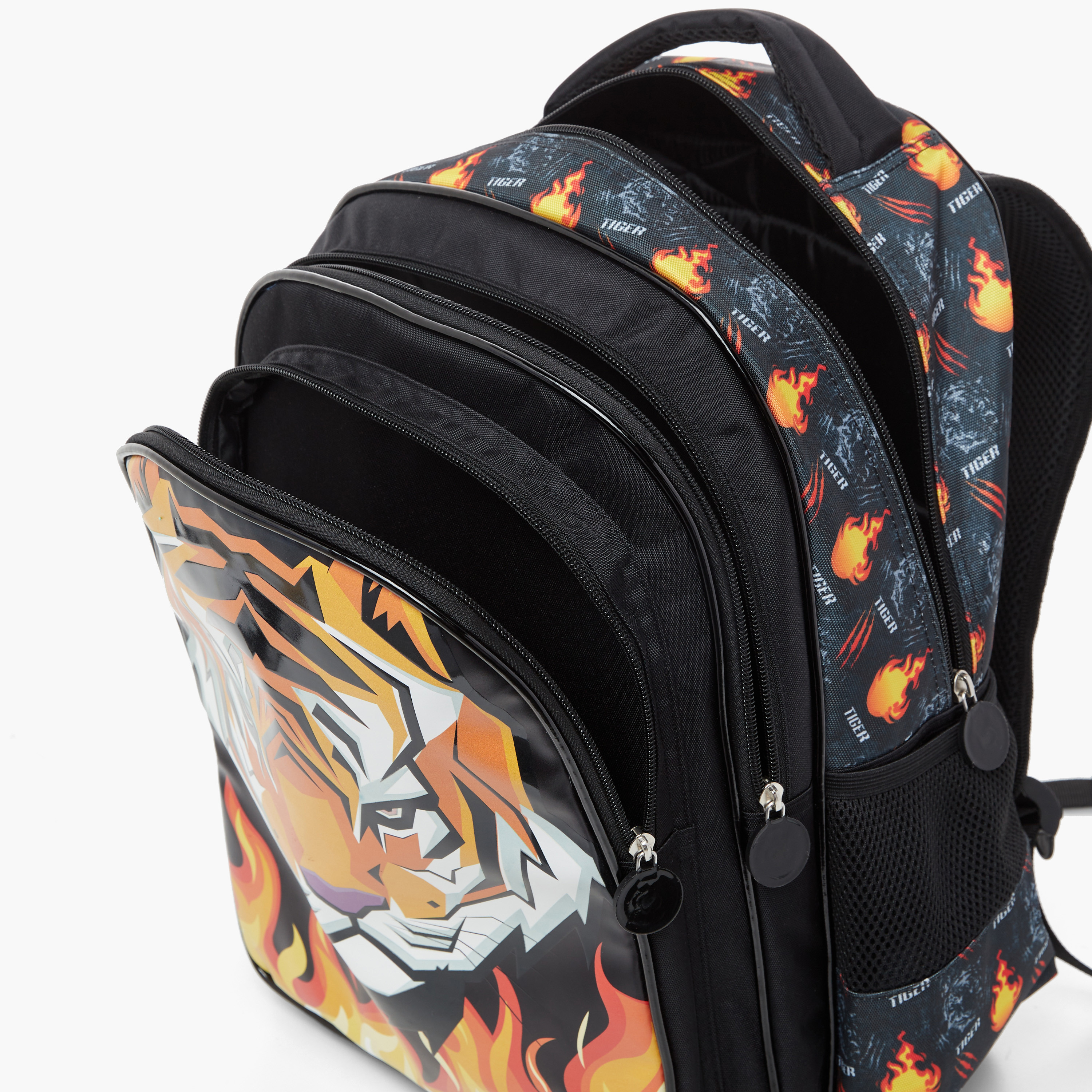 Juniors Tiger Print Backpack with Adjustable Shoulder Straps and Zip Closure - 16 inches-school-bagsandbackpacks-backpacks-image-8