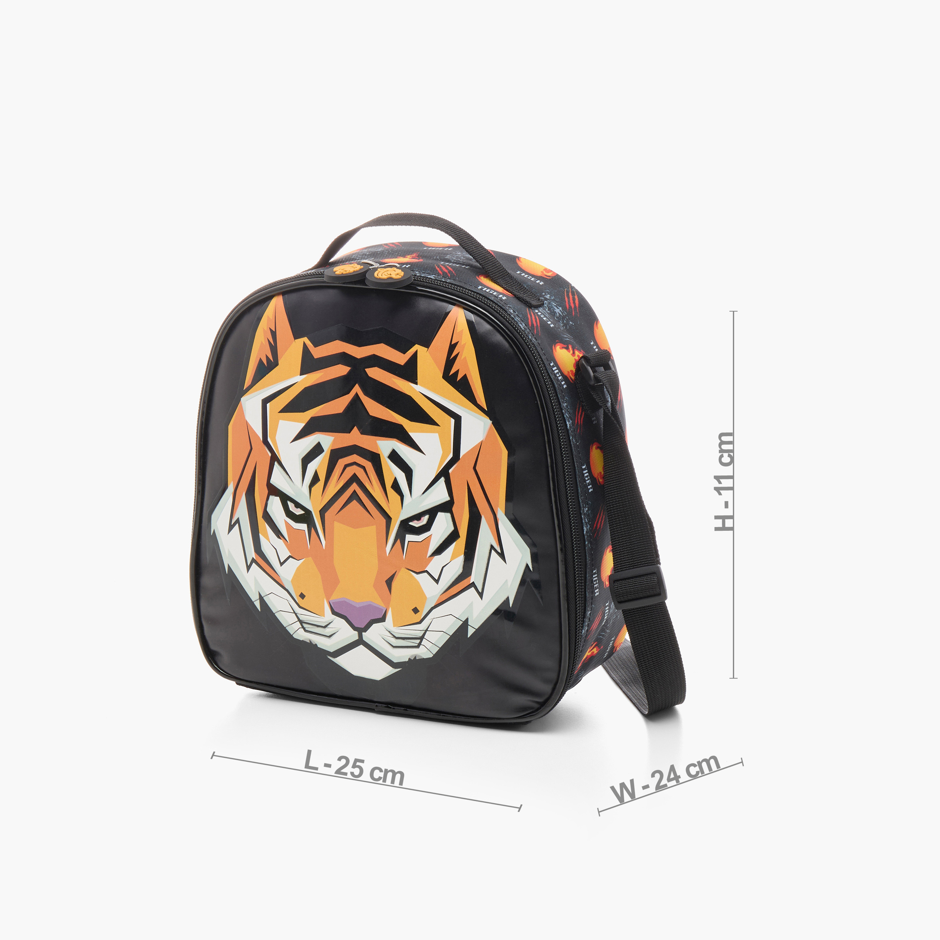 Juniors Tiger Print Lunch Bag with Adjustable Strap and Zip Closure-school-lunchessentials-lunchbags-image-2