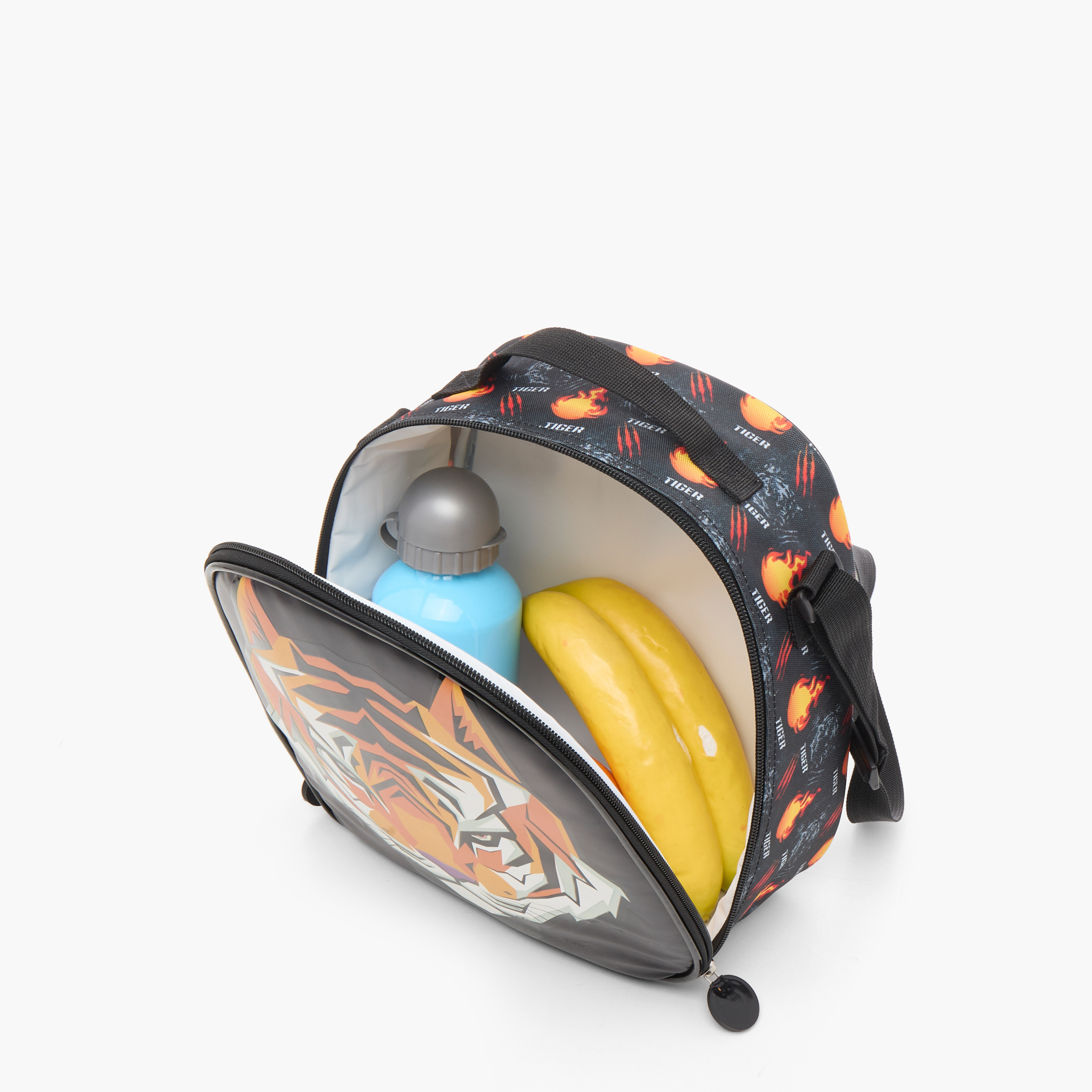 Juniors Tiger Print Lunch Bag with Adjustable Strap and Zip Closure-school-lunchessentials-lunchbags-image-5