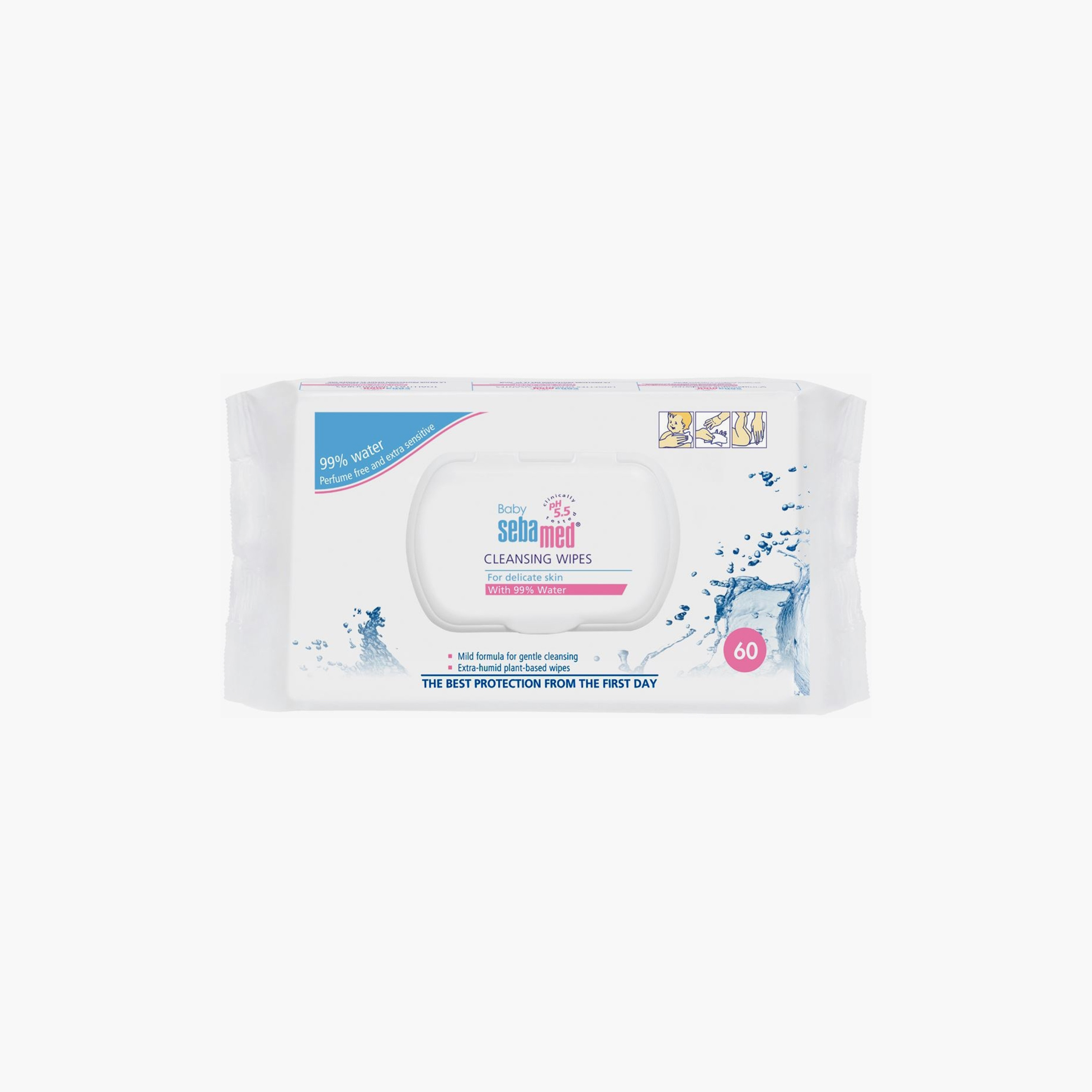 Sebamed Baby Wipes with 99% Water - 60 Sheets-baby-diapering-babywipes-image-1