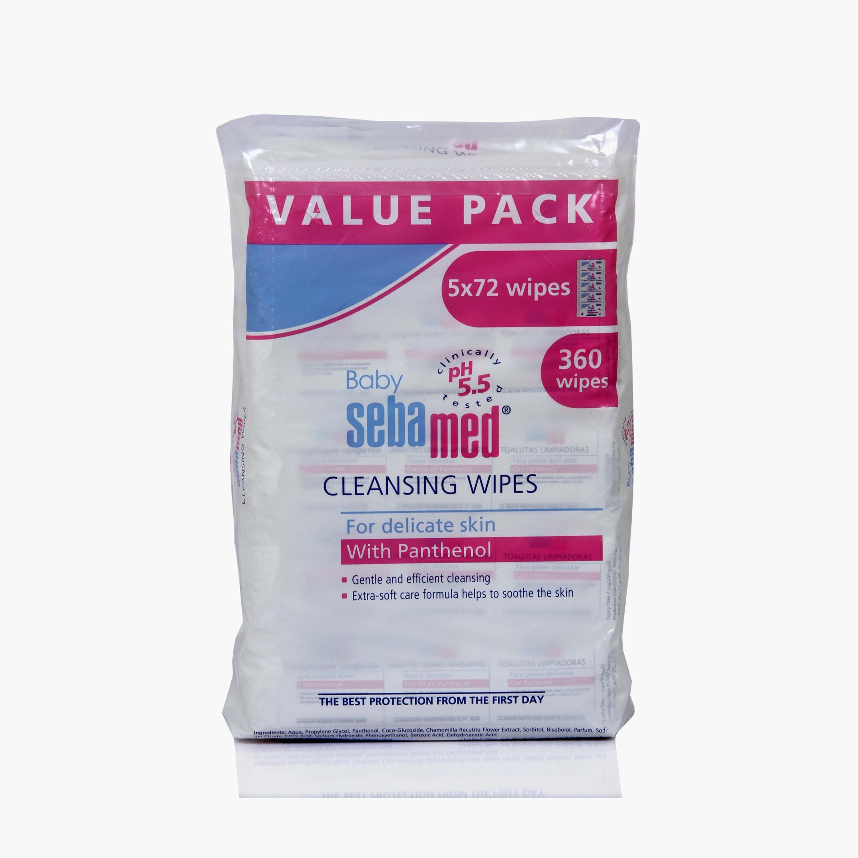 Sebamed Baby Wet Wipes, Pack of 5 - 72 Sheets-baby-diapering-babywipes-image-1