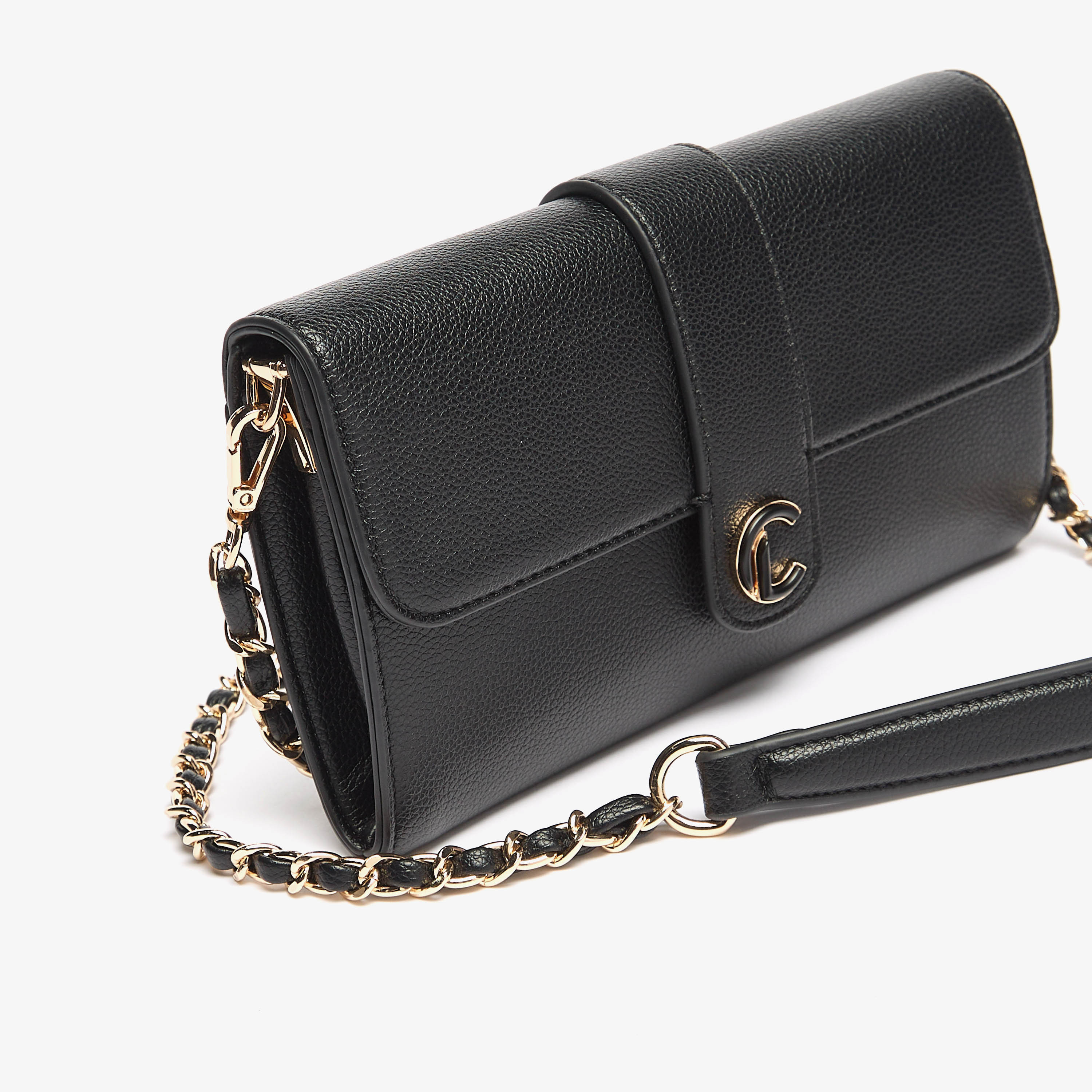 شنطة كروس بودي سادة بحزام سلسلة وزر إغلاق من لو كونفورت-women-bagsandwallets-handbags-image-4