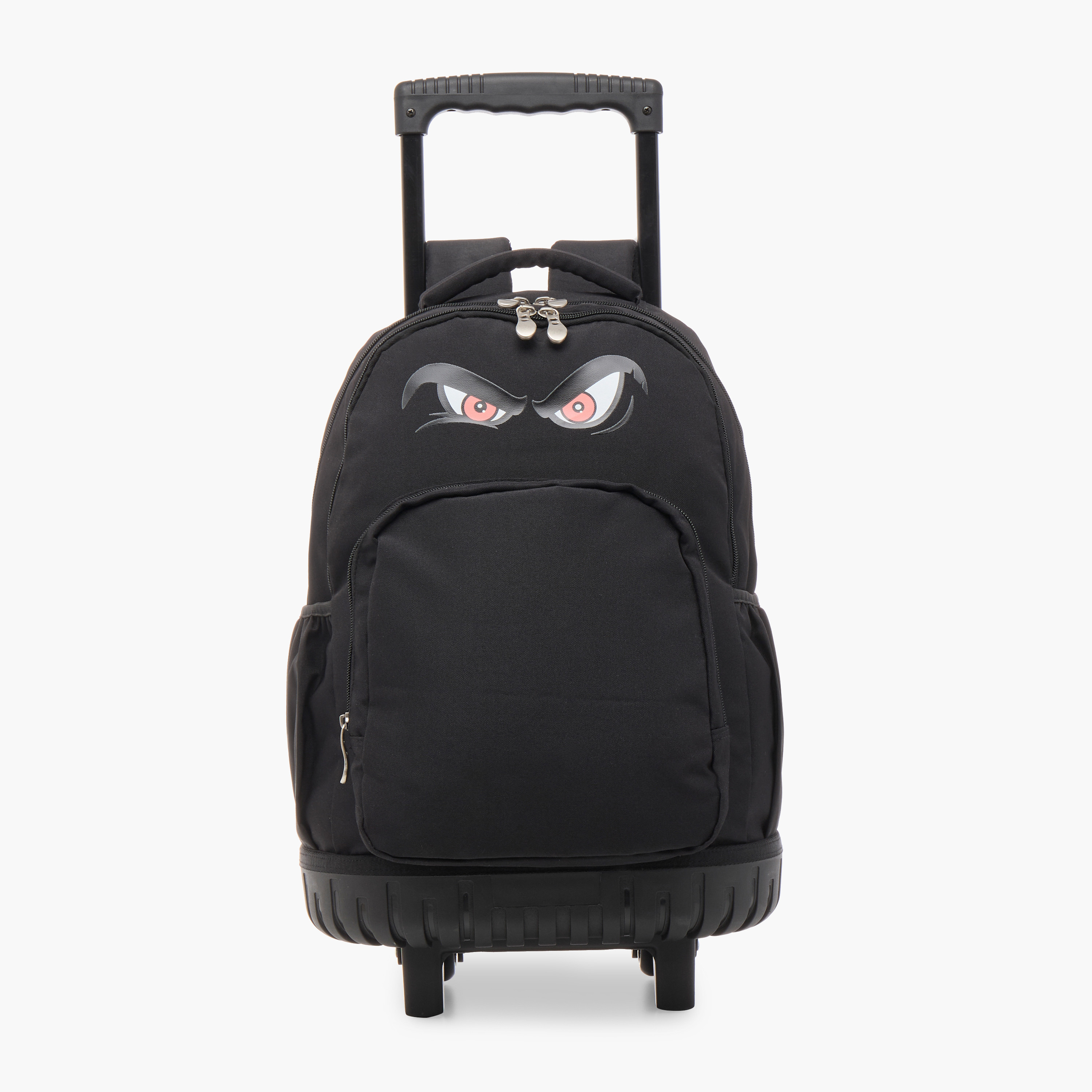 Juniors Angry Face Print Trolley Backpack with Retractable Handle - 16 inches-school-bagsandbackpacks-trolleybags-image-1