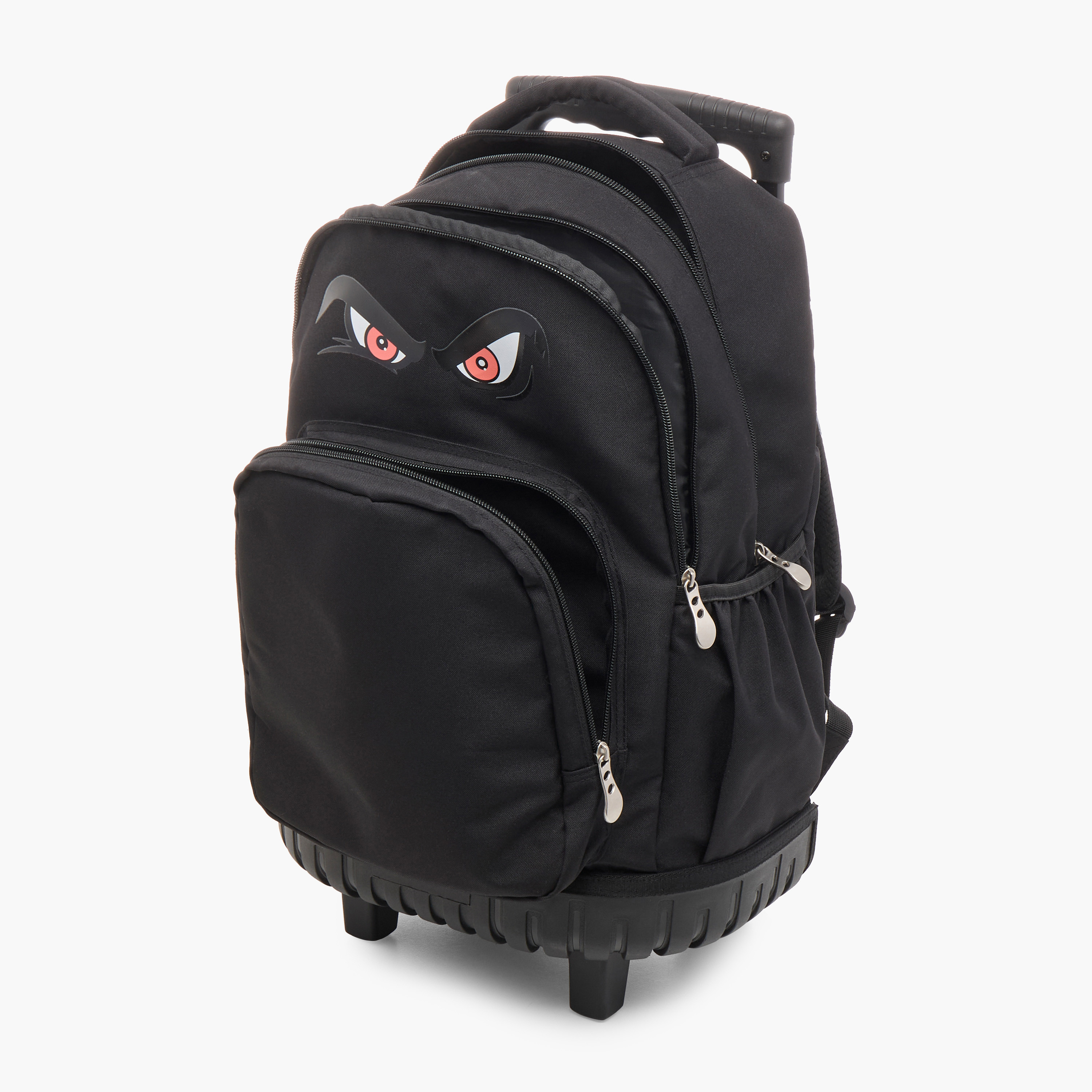 Juniors Angry Face Print Trolley Backpack with Retractable Handle - 16 inches-school-bagsandbackpacks-trolleybags-image-10