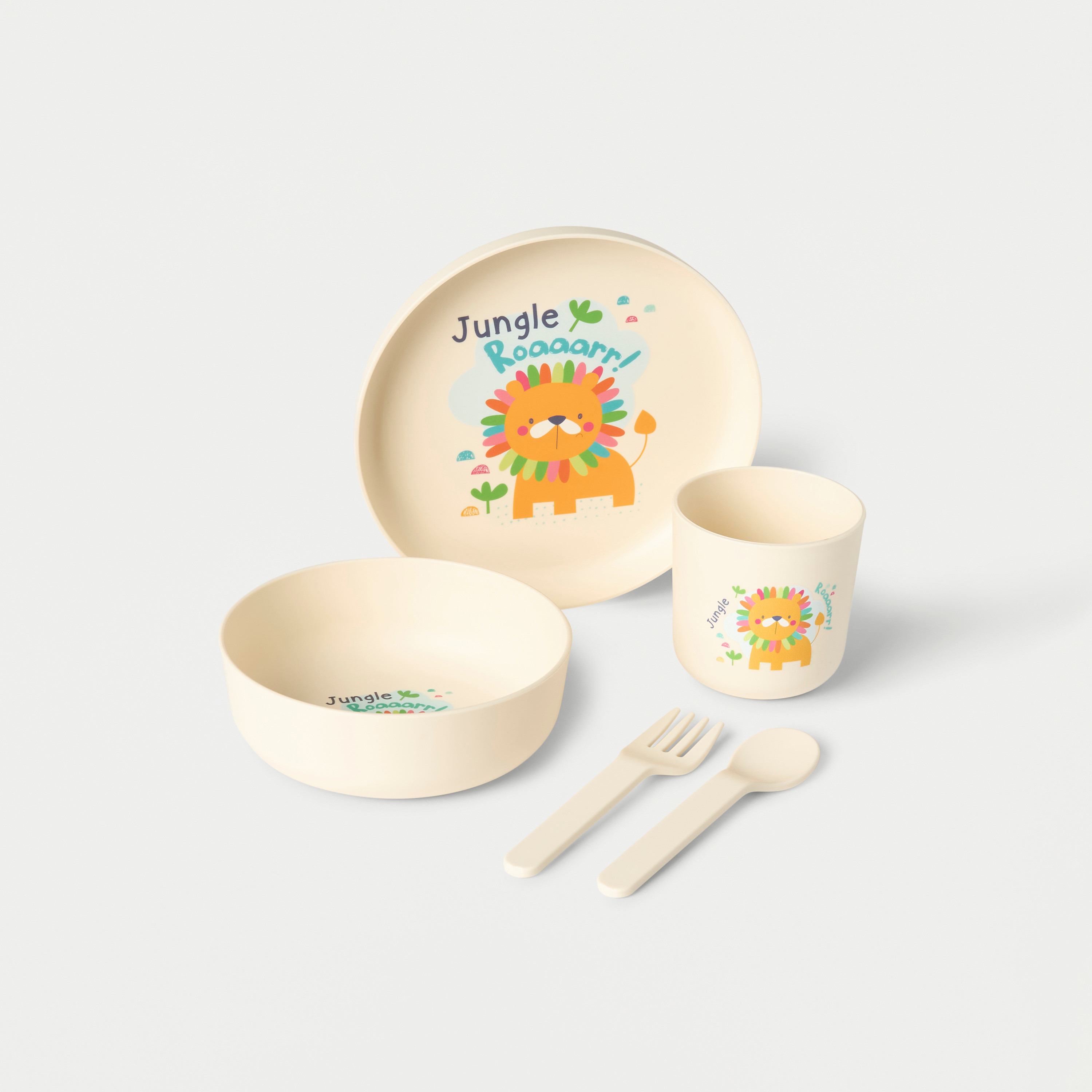 Juniors 5-Piece Lion Print Dinner Set-baby-feeding-mealtimeessentials-image-1