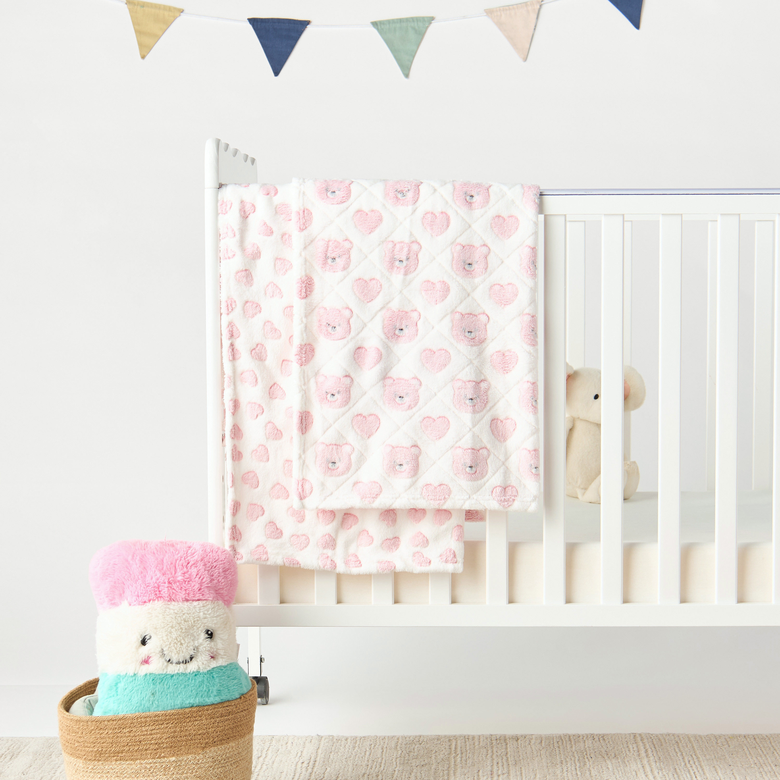 Juniors 2-Piece All-Over Bear Detail Fleece Blanket Set - 76x102 cm-baby-nursery-blanketsandswaddles-blanketsandquilts-image-1