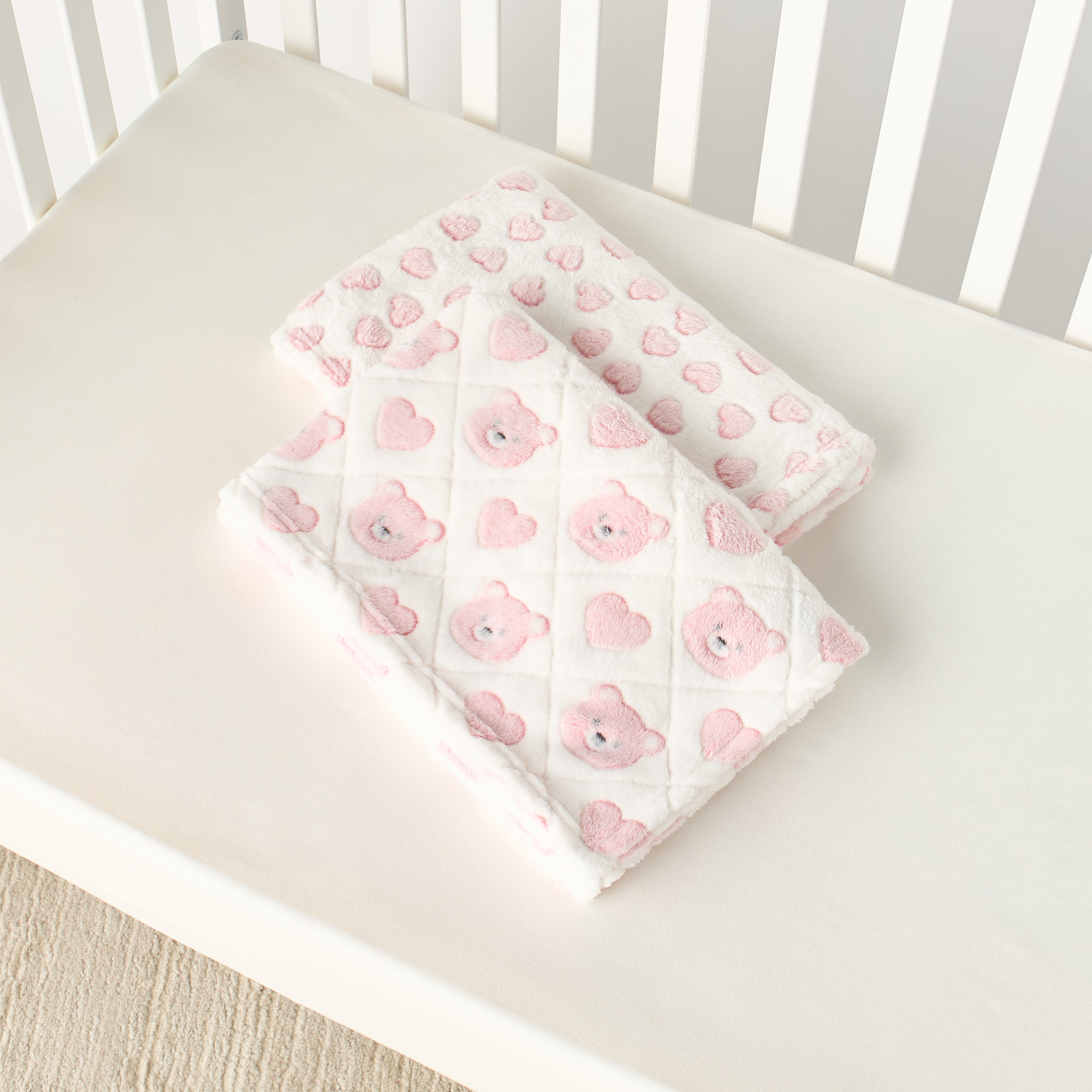Juniors 2-Piece All-Over Bear Detail Fleece Blanket Set - 76x102 cm-baby-nursery-blanketsandswaddles-blanketsandquilts-image-4
