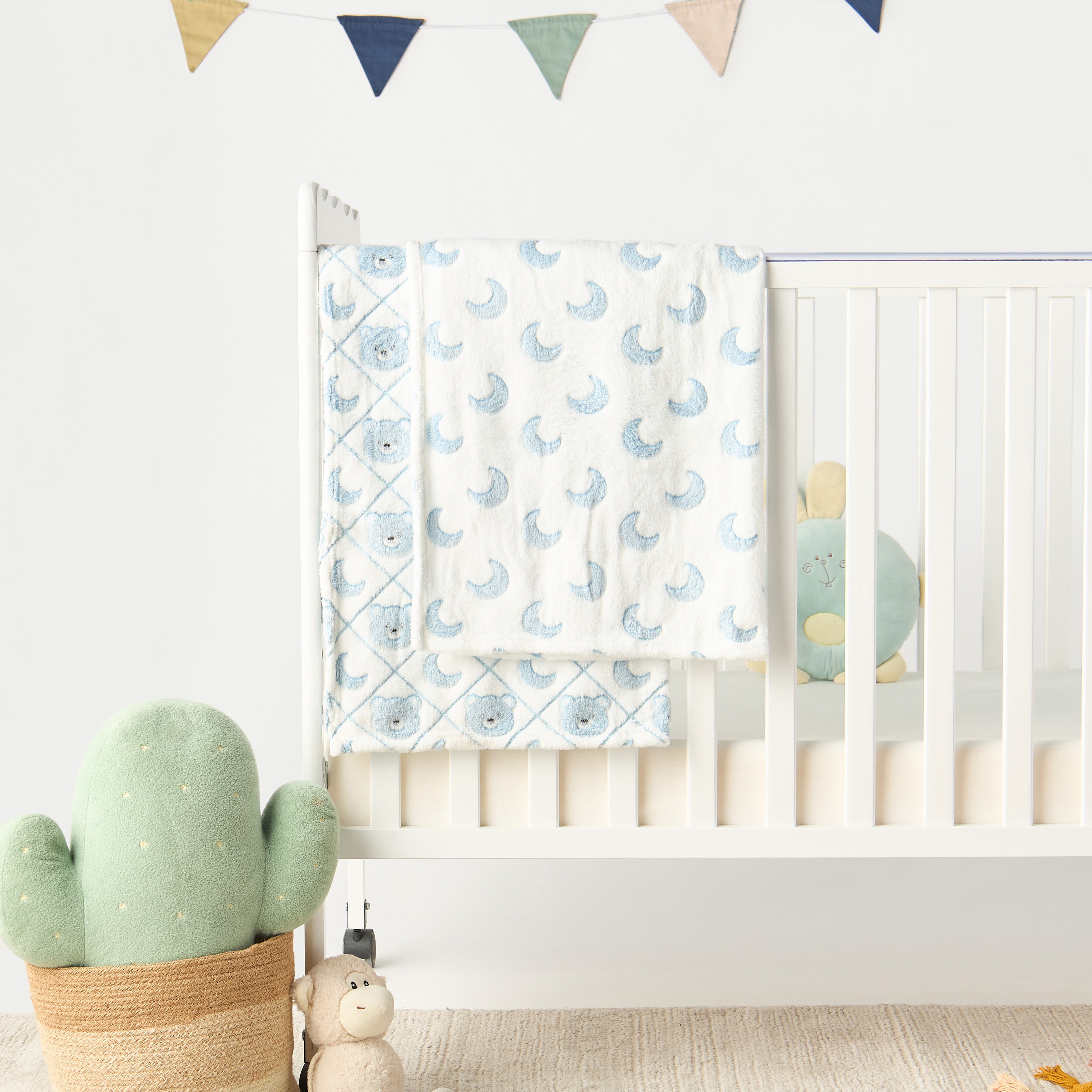 Juniors 2-Piece All-Over Moon Detail Fleece Blanket Set - 76x102 cm-baby-nursery-blanketsandswaddles-blanketsandquilts-image-1