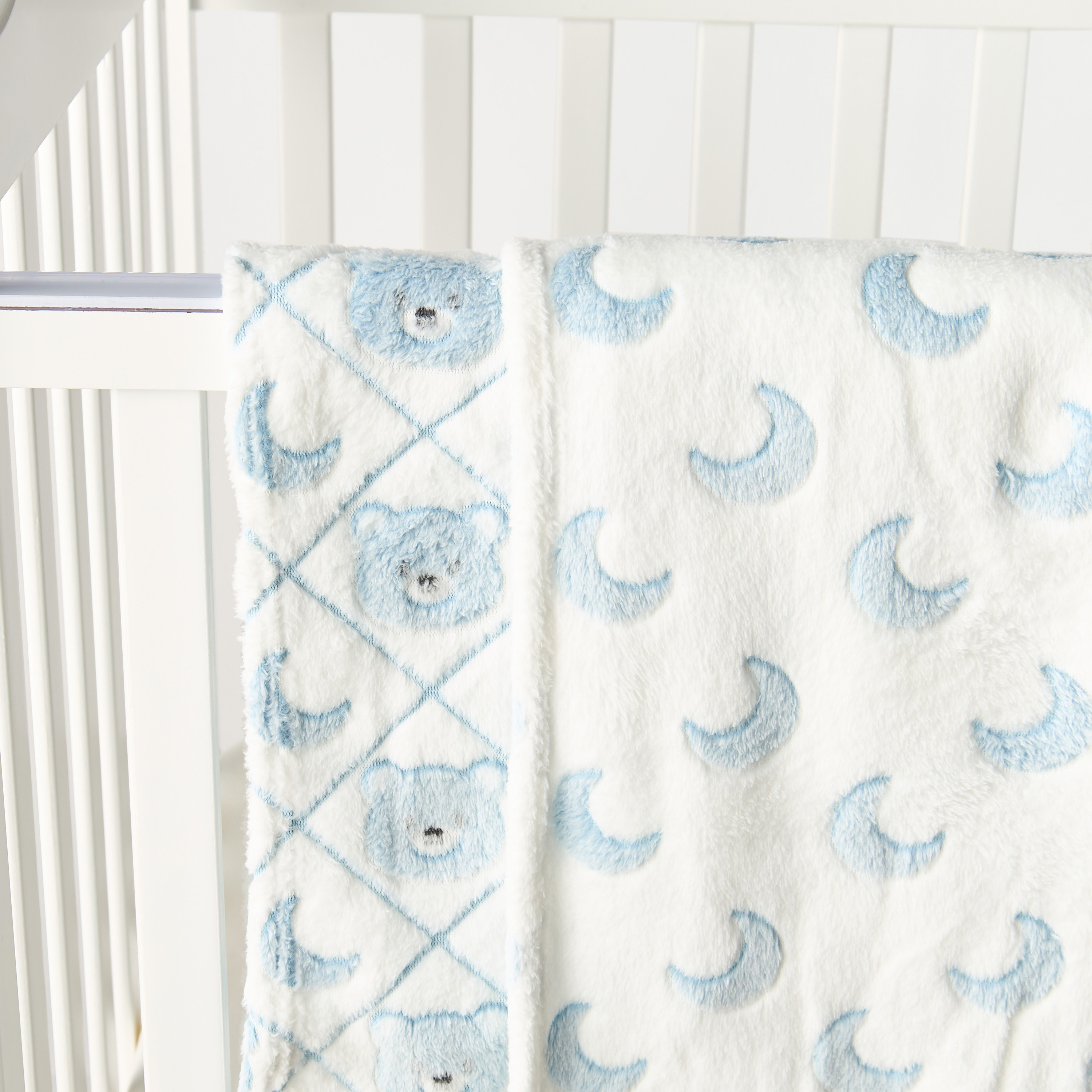 Juniors 2-Piece All-Over Moon Detail Fleece Blanket Set - 76x102 cm-baby-nursery-blanketsandswaddles-blanketsandquilts-image-2