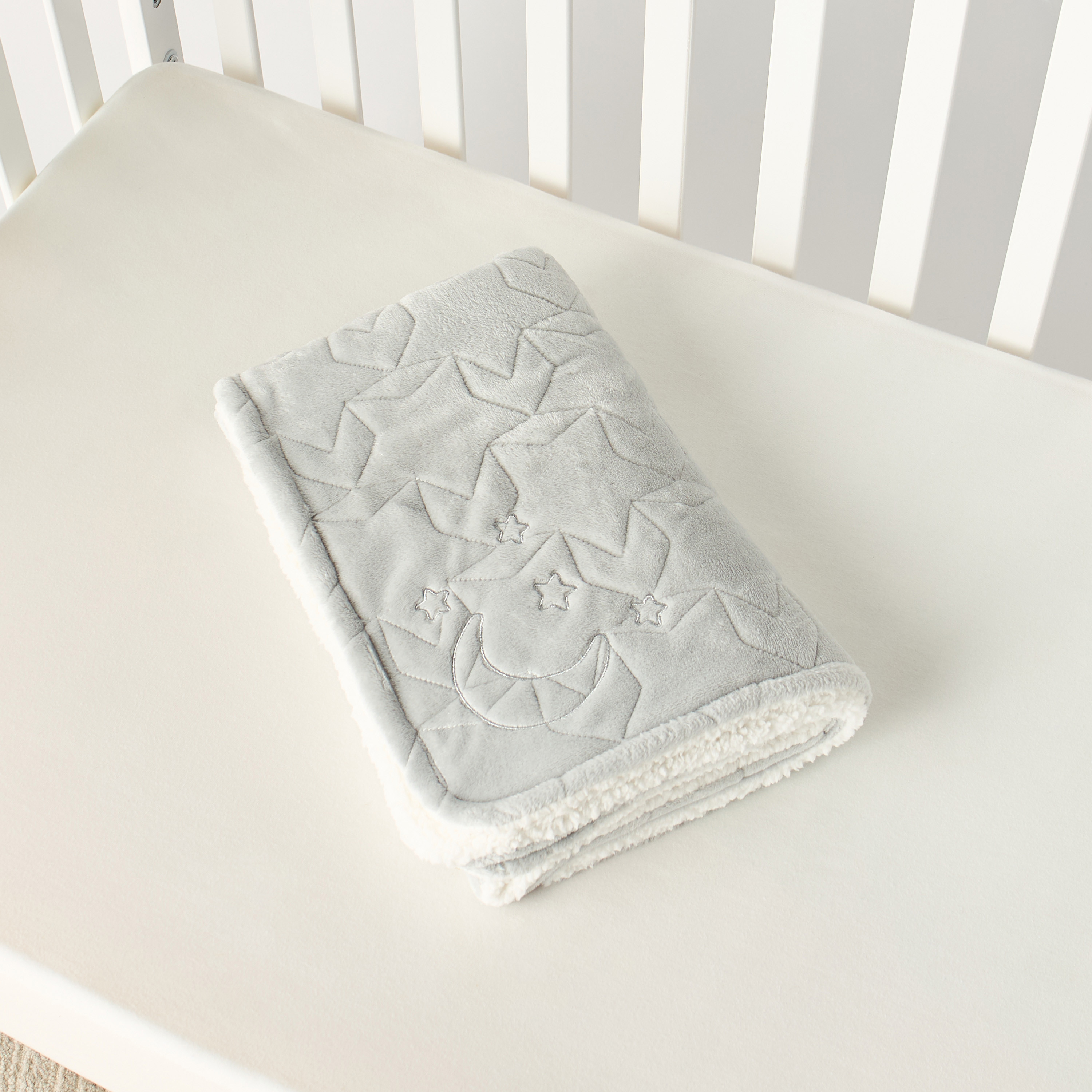 Juniors Star and Moon Embroidered Raschel Blanket - 76x102 cm-baby-nursery-blanketsandswaddles-blanketsandquilts-image-5