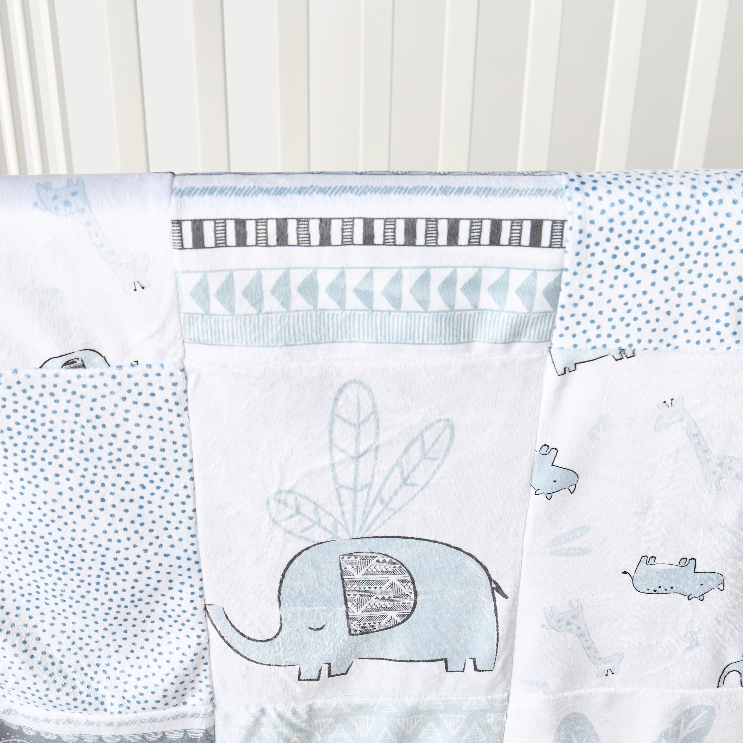 Juniors Patchwork Print Sherpa Raschel Blanket - 76x102 cm-baby-nursery-blanketsandswaddles-blanketsandquilts-image-2