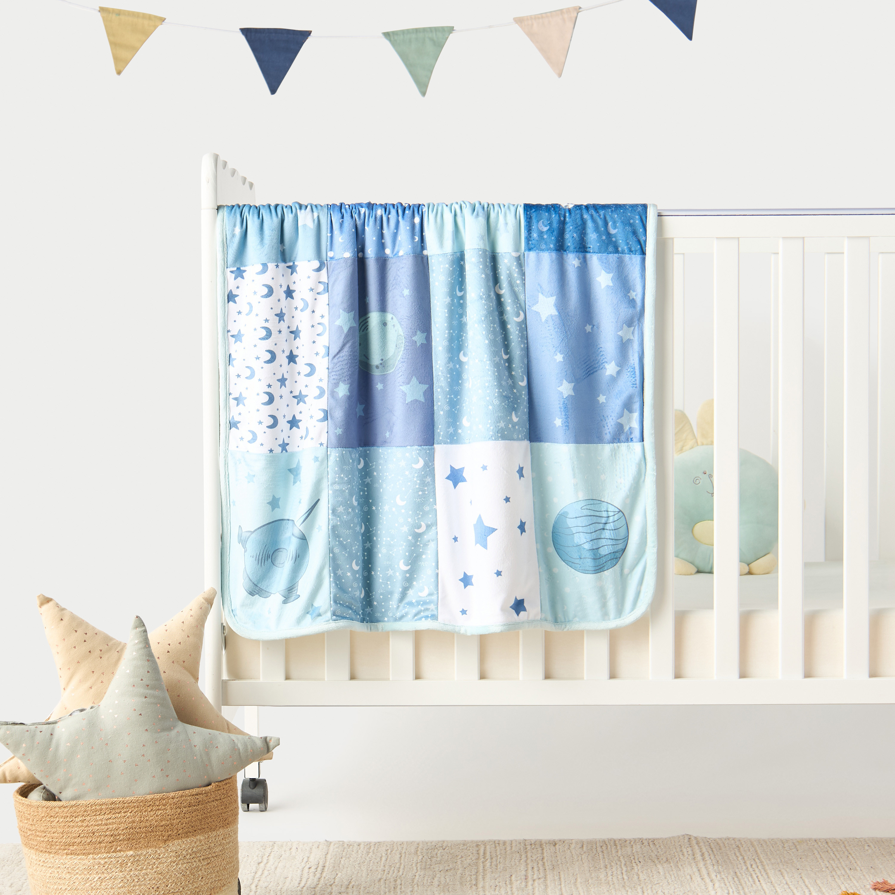 Juniors Space Print Sherpa Raschel Blanket - 76x102 cm-baby-nursery-blanketsandswaddles-blanketsandquilts-image-1