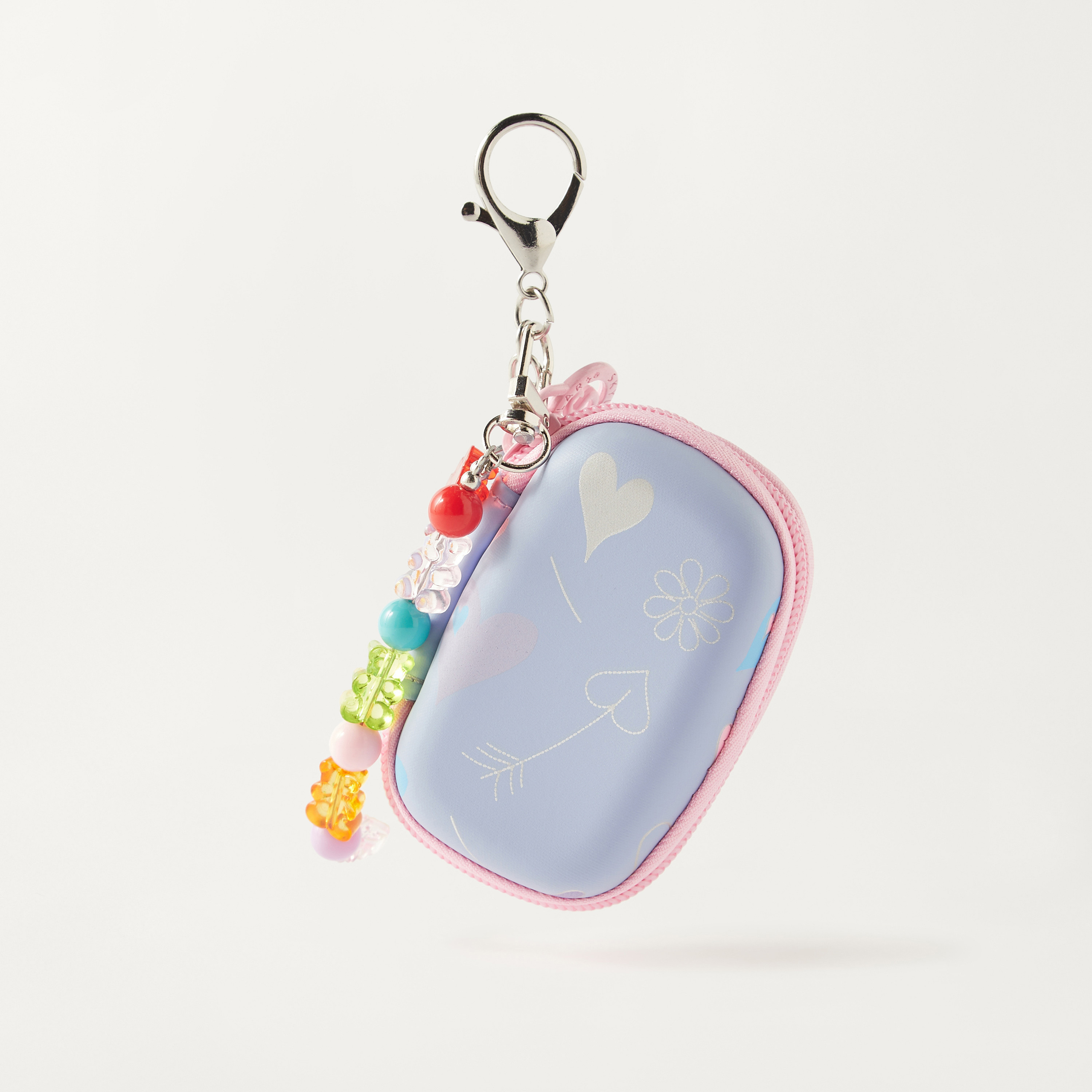 Printed Pouch with Zip Closure and Key Holder-girls-accessories-keyringsandbagcharms-image-1