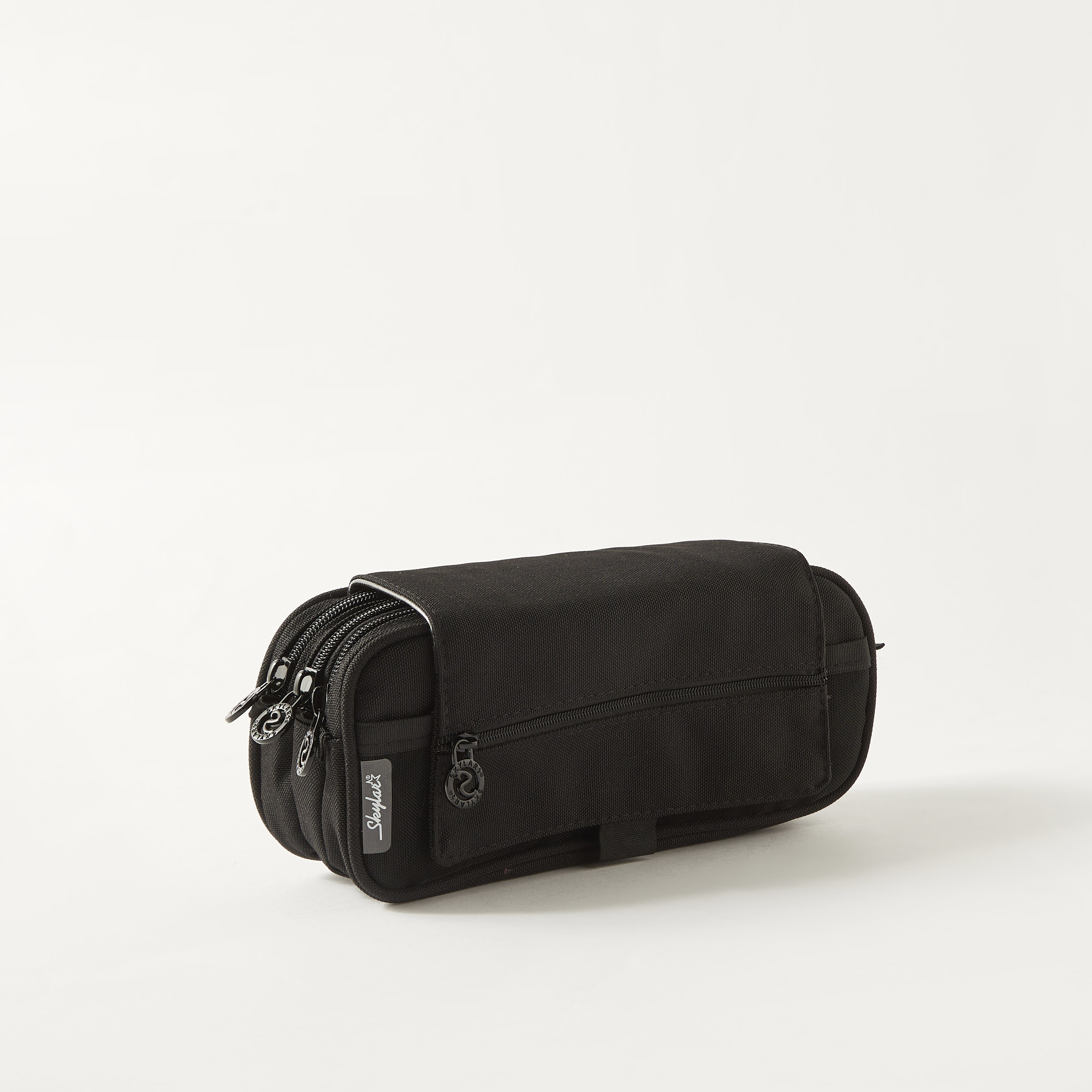 Solid 3-Compartment Pencil Case with Flap Closure-school-stationery-pencilcases-image-1