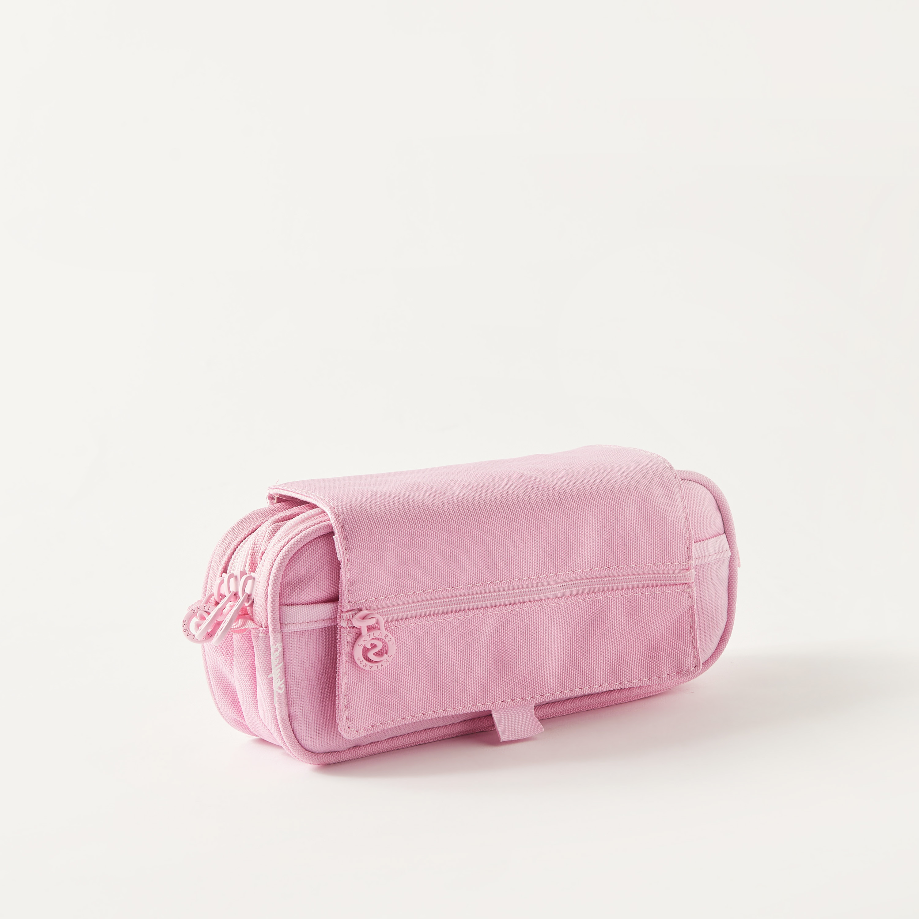 Solid 3-Compartment Pencil Case with Flap Closure-school-stationery-pencilcases-image-1