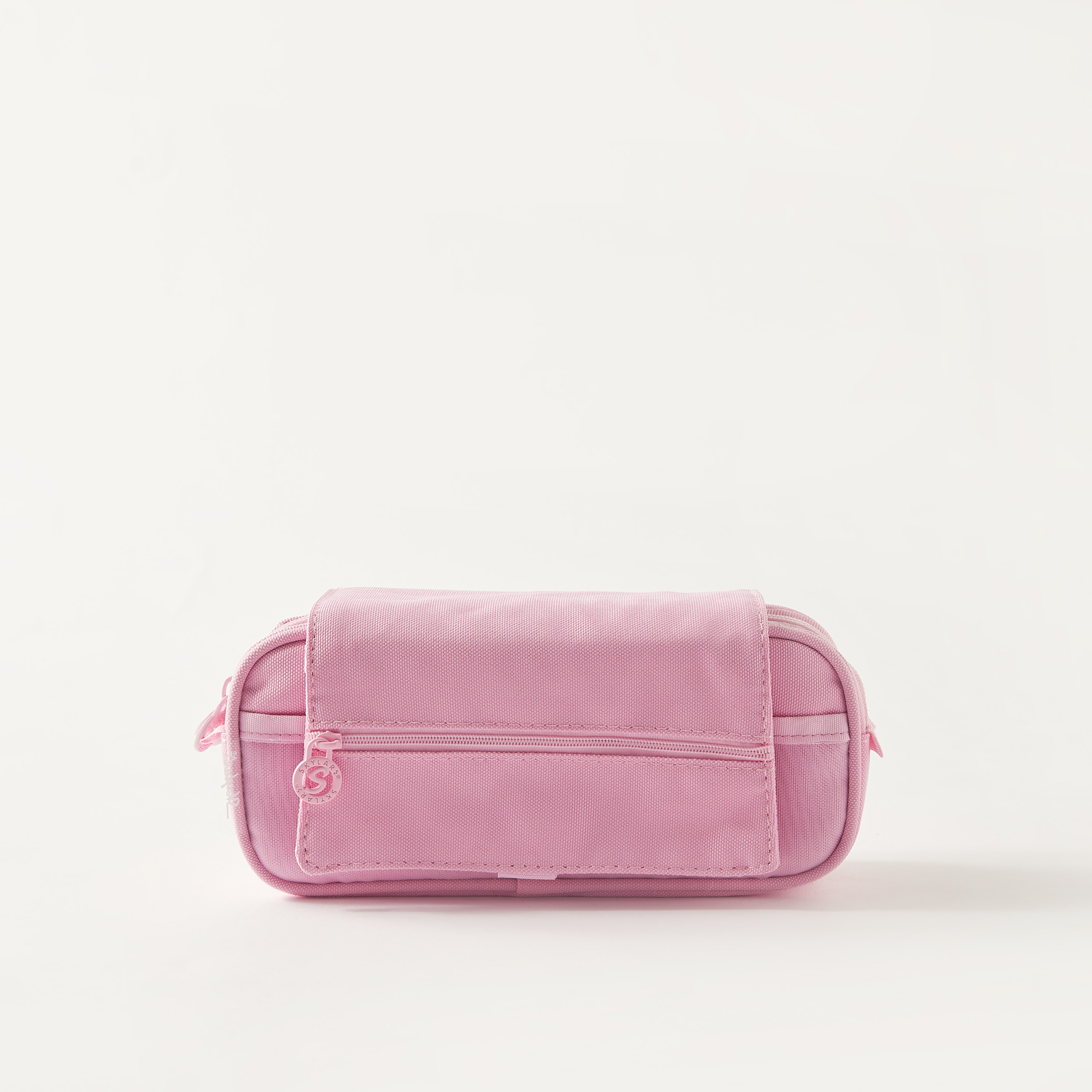 Solid 3-Compartment Pencil Case with Flap Closure-school-stationery-pencilcases-image-2