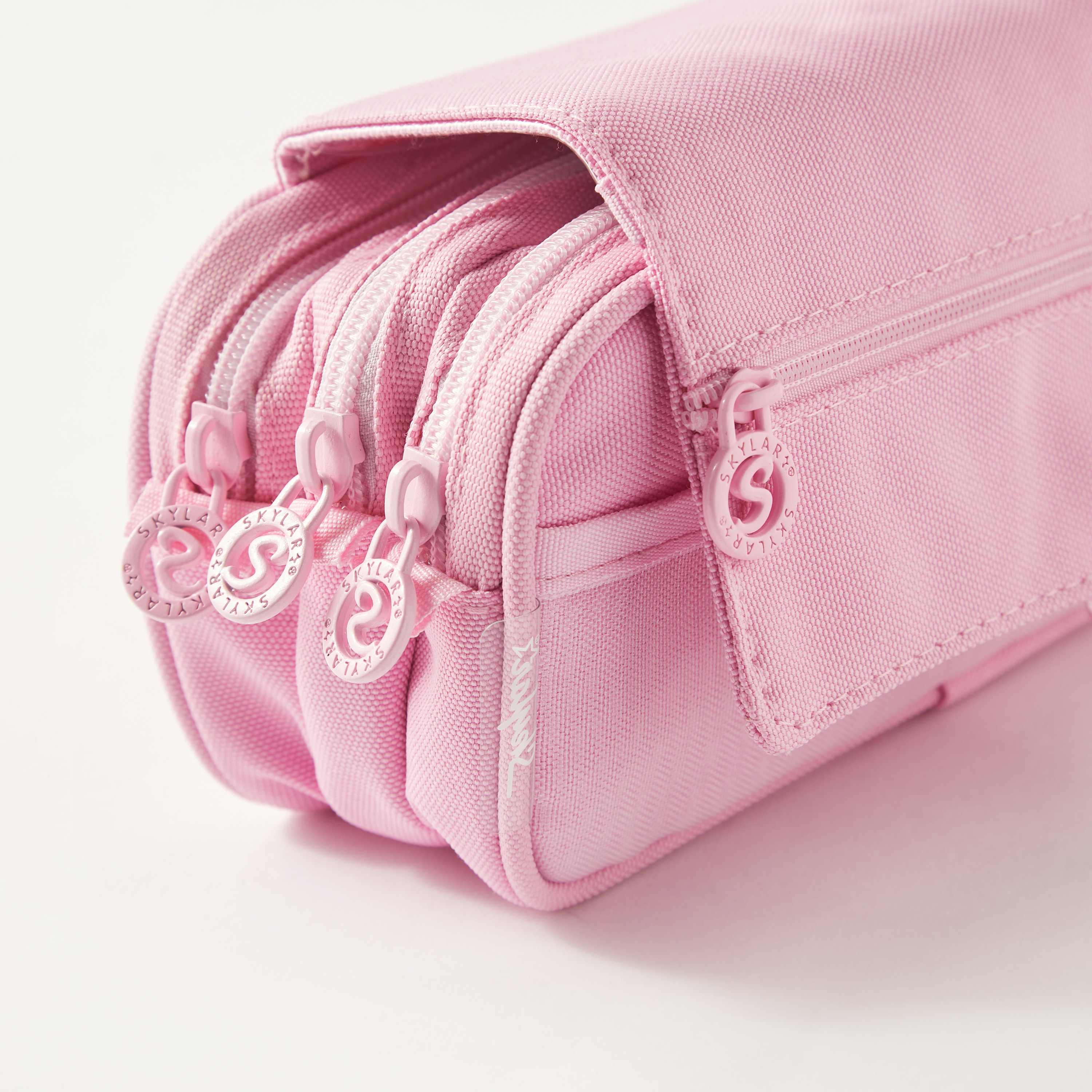 Solid 3-Compartment Pencil Case with Flap Closure-school-stationery-pencilcases-image-4