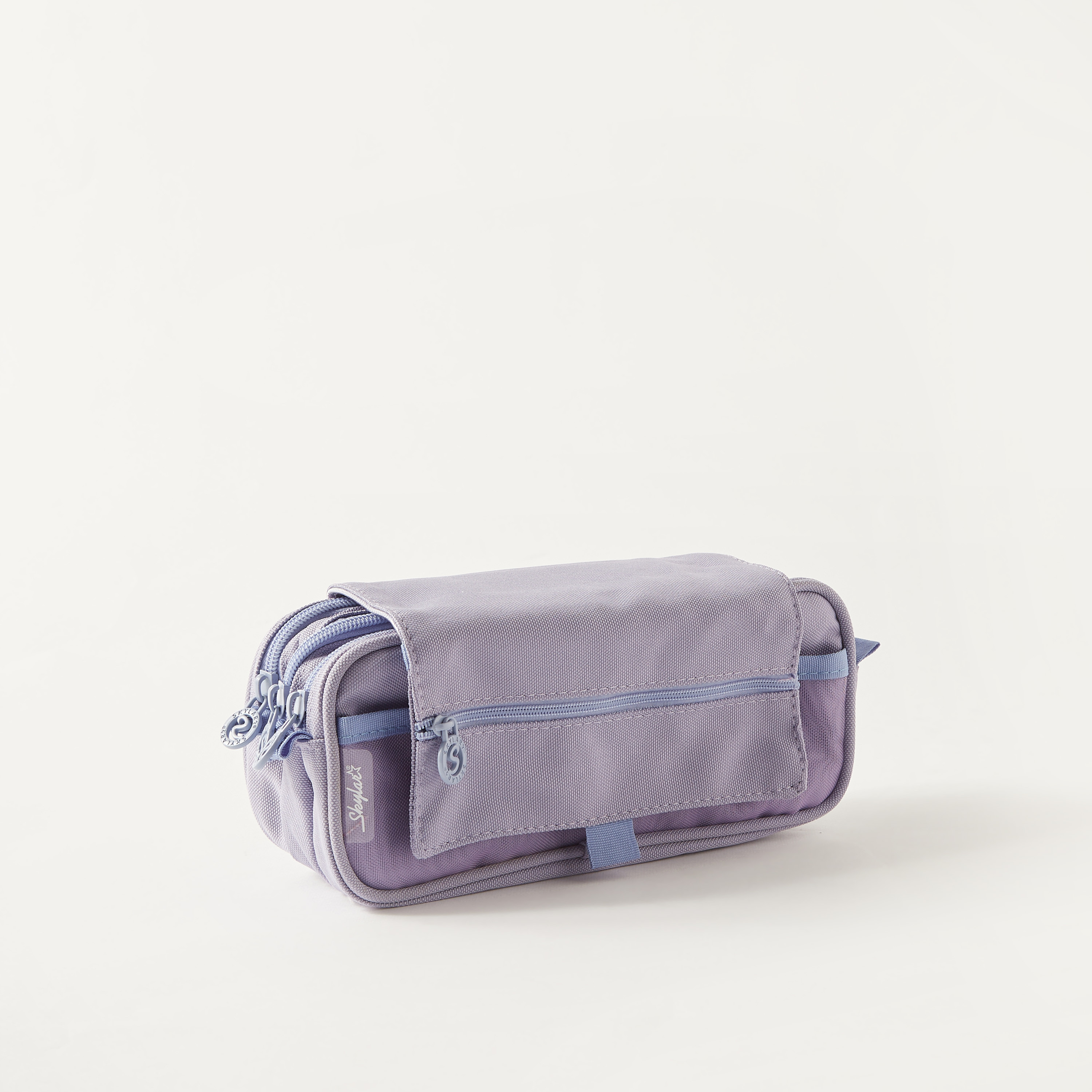 Solid 3-Compartment Pencil Case with Flap Closure-school-stationery-pencilcases-image-1