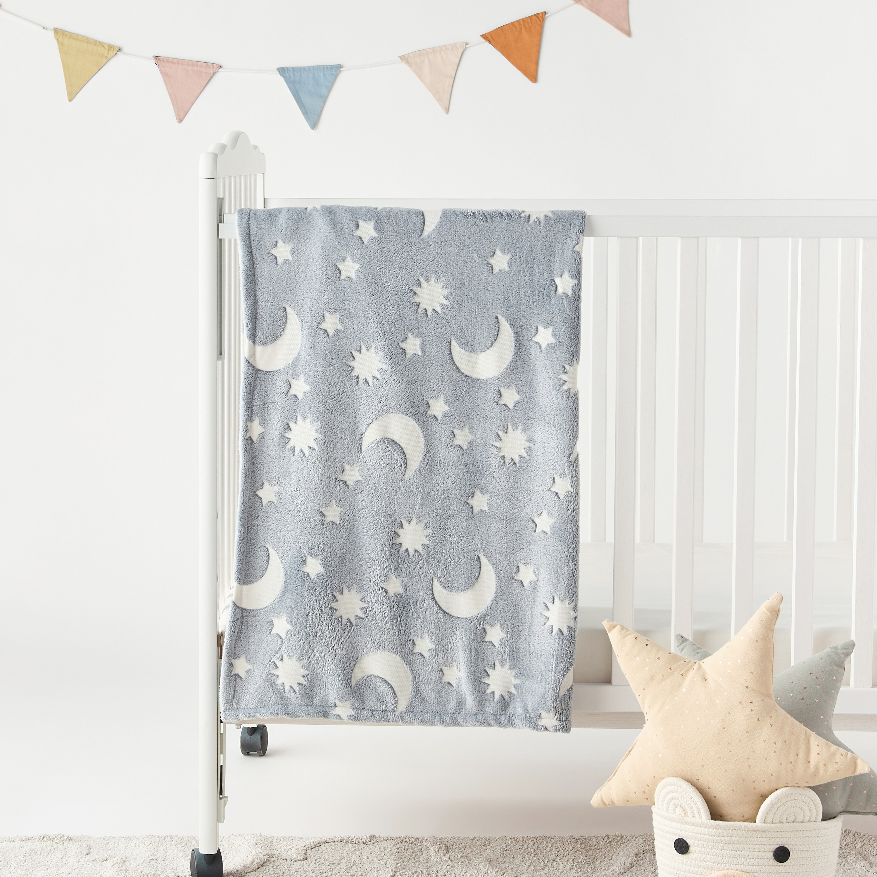 Juniors Star and Moon Textured Glow-in-the-Dark Raschel Blanket - 100x150 cm-baby-nursery-blanketsandswaddles-blanketsandquilts-image-1