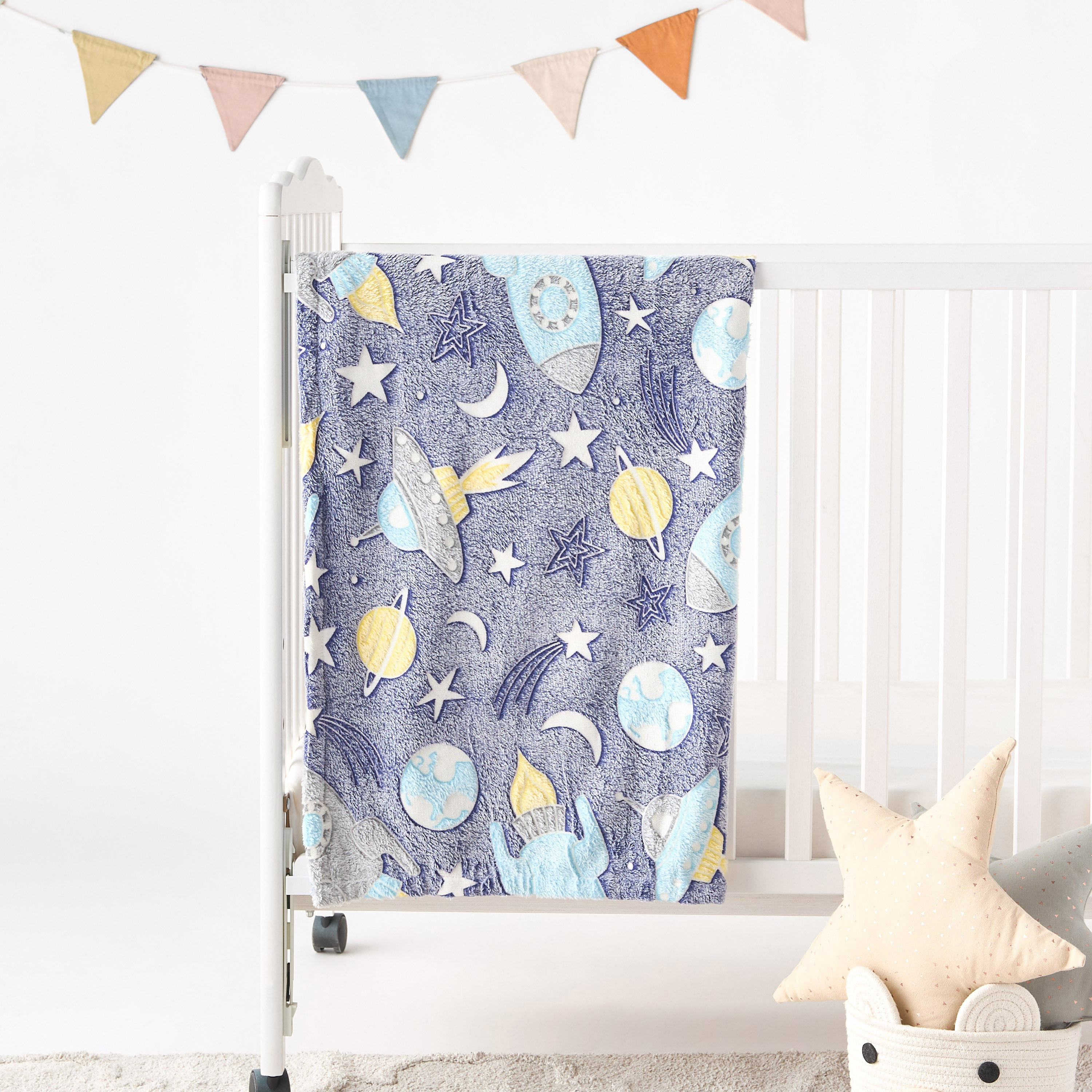 Juniors Space Textured Glow-in-the-Dark Raschel Blanket - 100x150 cm-baby-nursery-blanketsandswaddles-blanketsandquilts-image-1