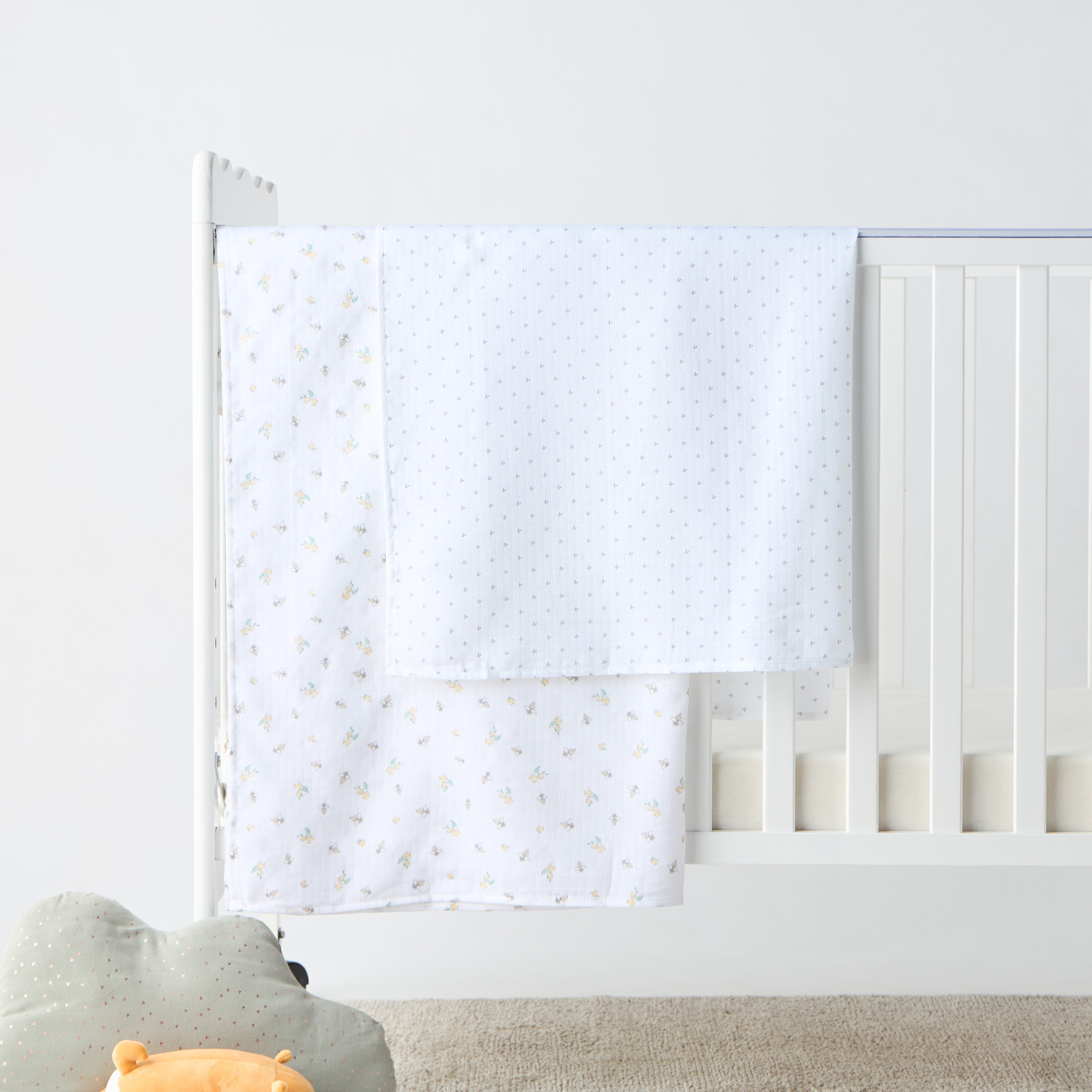 Juniors 2-Piece Printed Muslin Blanket Set - 100x100 cm-baby-nursery-blanketsandswaddles-swaddlesandsleepingbags-image-1