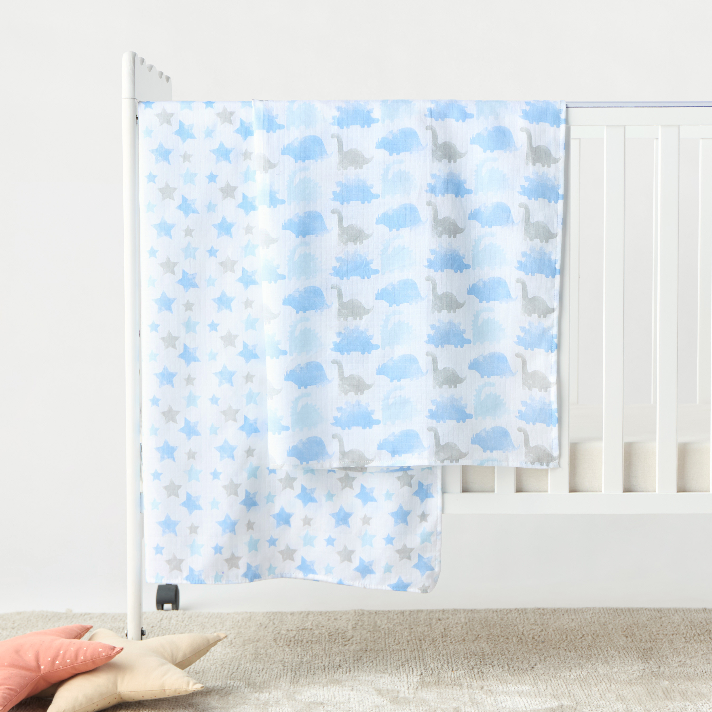 طقم بطانية موسلين بطبعات قطعتين من جونيورز- 100×100 سم-baby-nursery-blanketsandswaddles-swaddlesandsleepingbags-image-1