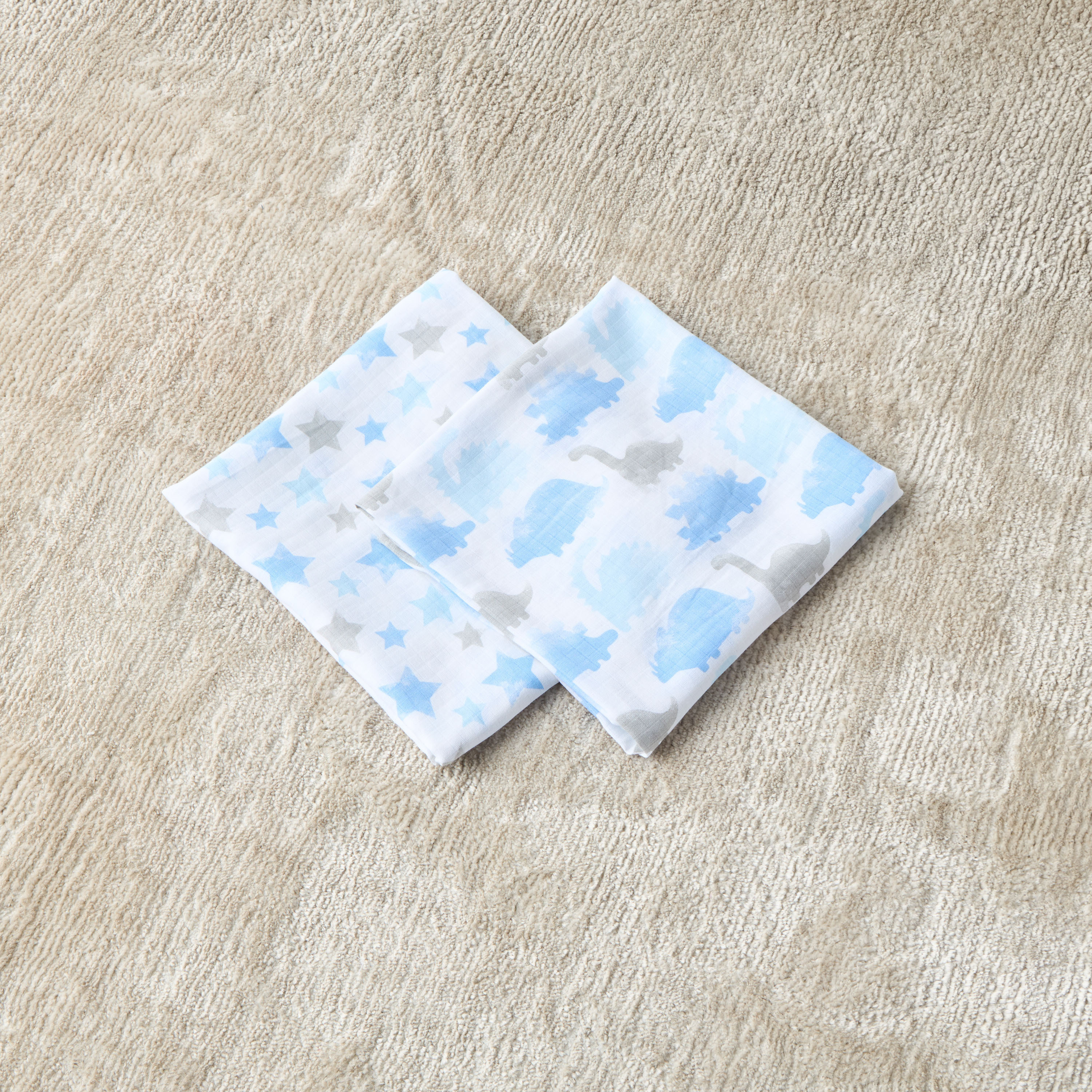 طقم بطانية موسلين بطبعات قطعتين من جونيورز- 100×100 سم-baby-nursery-blanketsandswaddles-swaddlesandsleepingbags-image-4