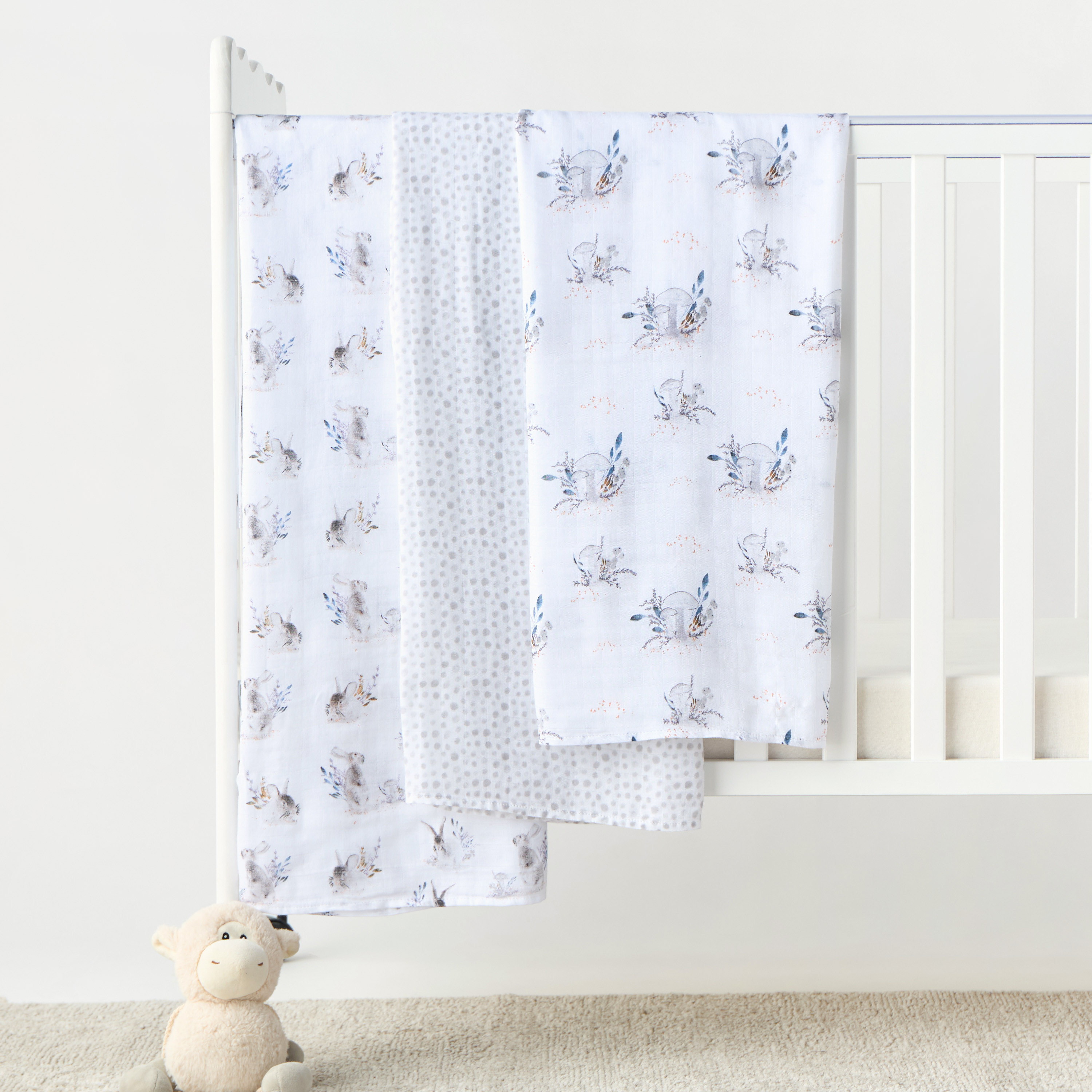 Giggles 3-Piece Printed Muslin Swaddle Blanket Set - 120x120 cms-baby-nursery-blanketsandswaddles-swaddlesandsleepingbags-image-1