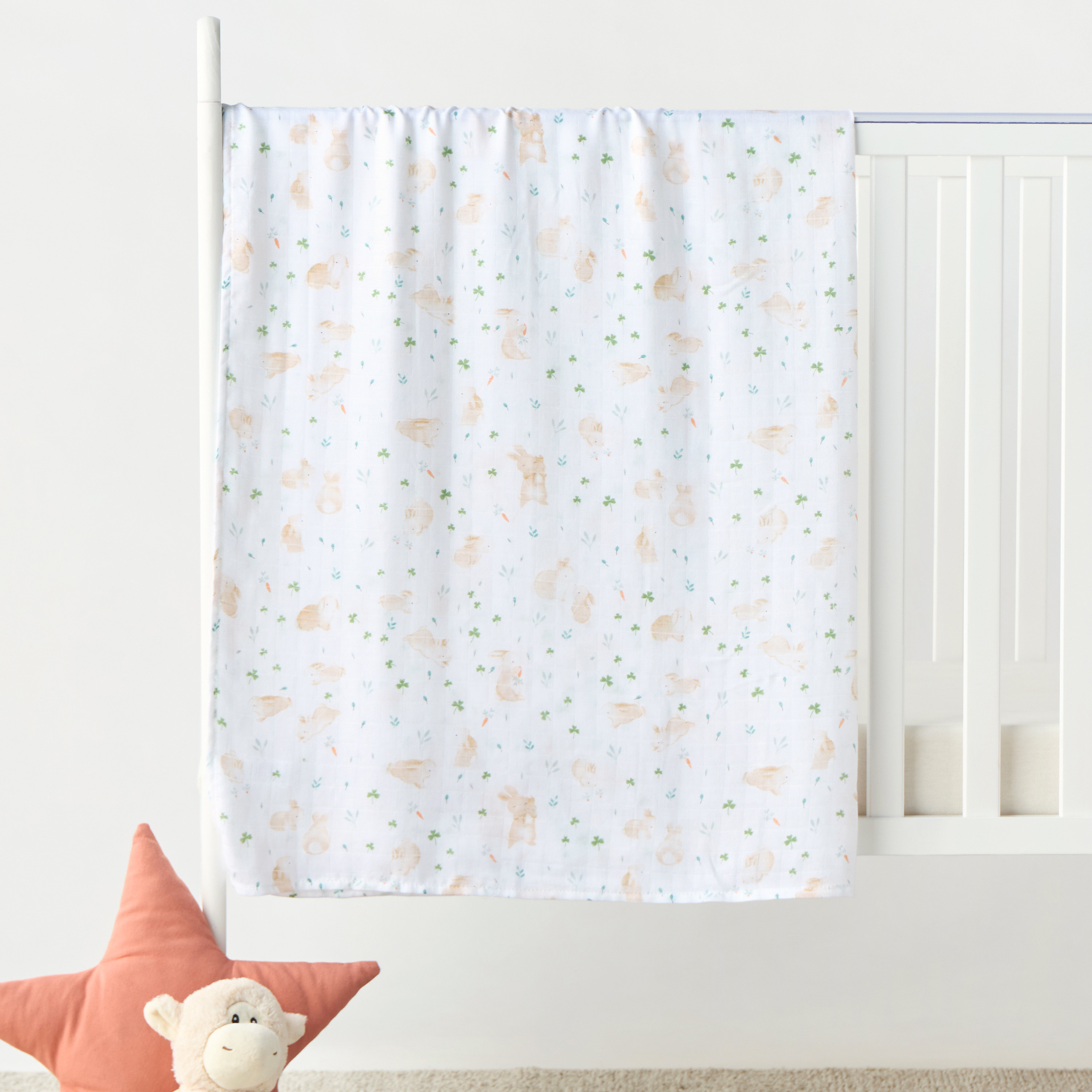 Giggles Floral Print Bamboo Muslin Swaddle Blanket - 120x120 cms-baby-nursery-blanketsandswaddles-swaddlesandsleepingbags-image-1