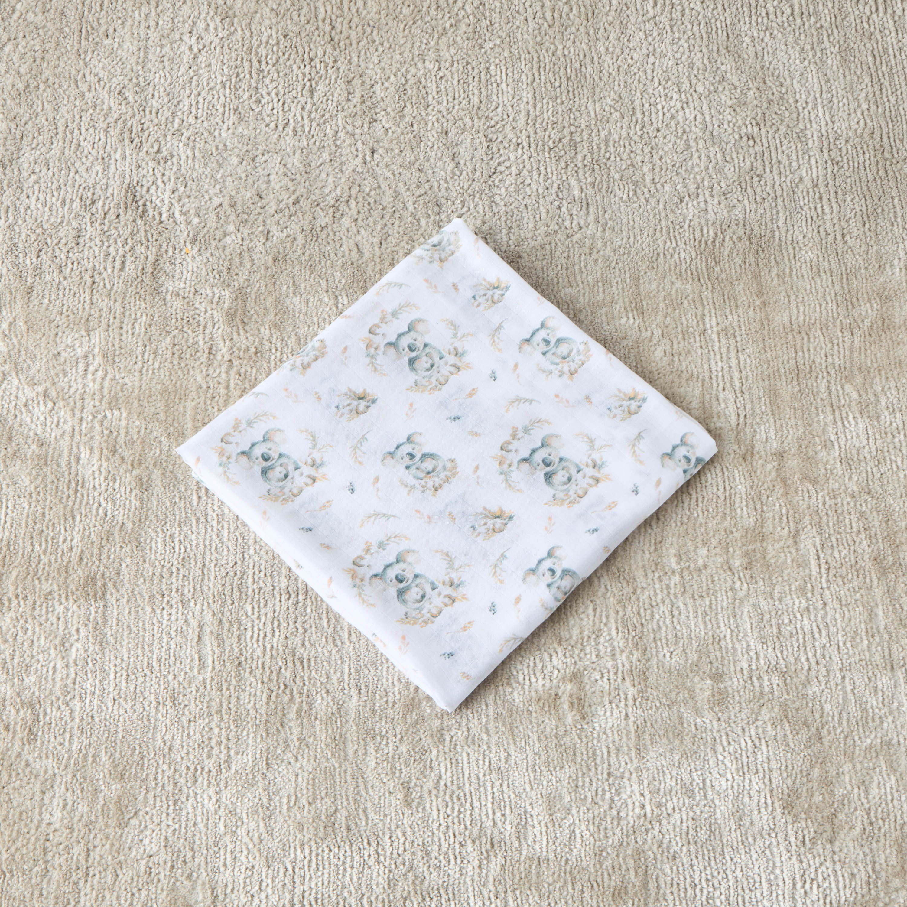 Giggles Koala Print Swaddle Blanket - 120x120 cm-baby-nursery-blanketsandswaddles-swaddlesandsleepingbags-image-4