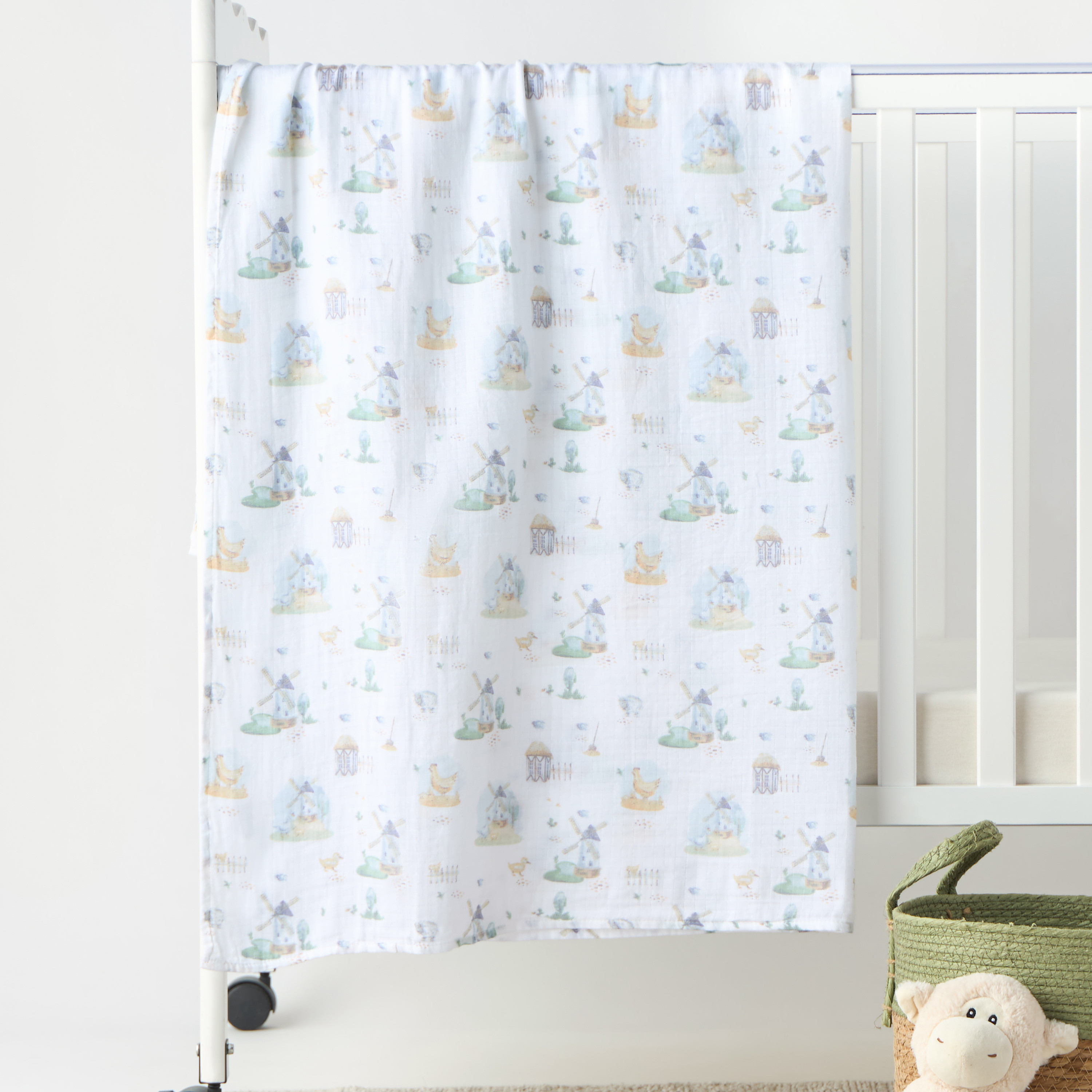 Giggles Printed Muslin Swaddle Blanket - Large-baby-nursery-blanketsandswaddles-swaddlesandsleepingbags-image-1