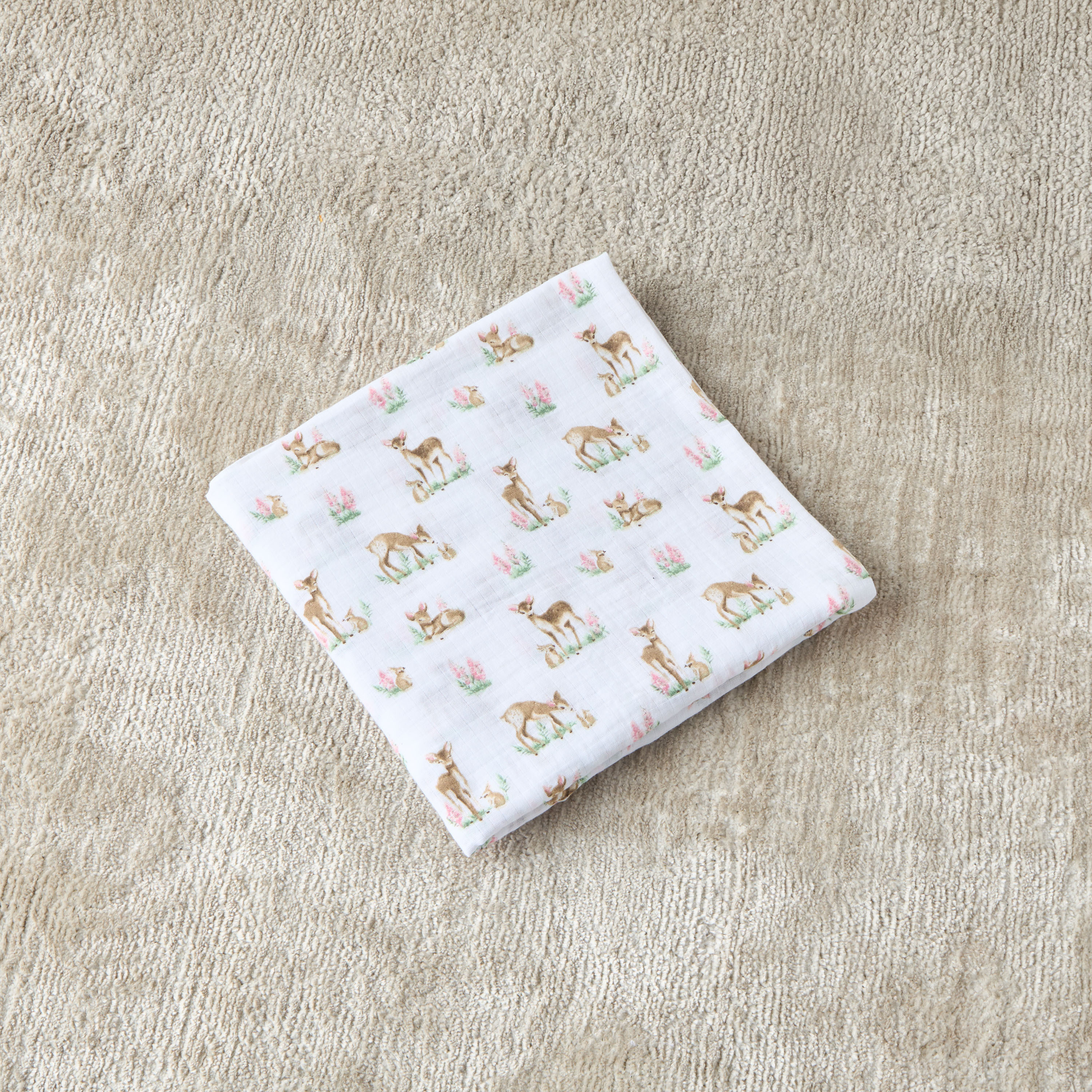 Giggles Deer Print Muslin Swaddle Blanket - 120x120 cms-baby-nursery-blanketsandswaddles-swaddlesandsleepingbags-image-4