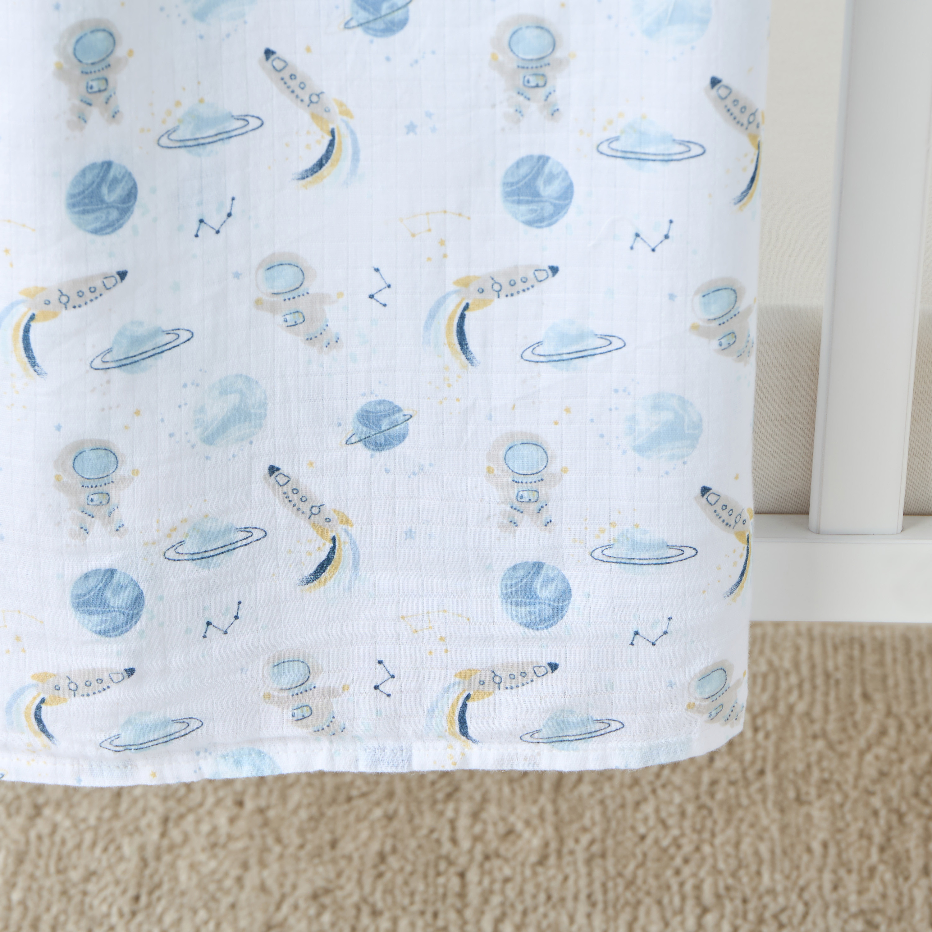 Giggles All-Over Space Print Muslin Swaddle Blanket - 120x120 cms-baby-nursery-blanketsandswaddles-swaddlesandsleepingbags-image-2