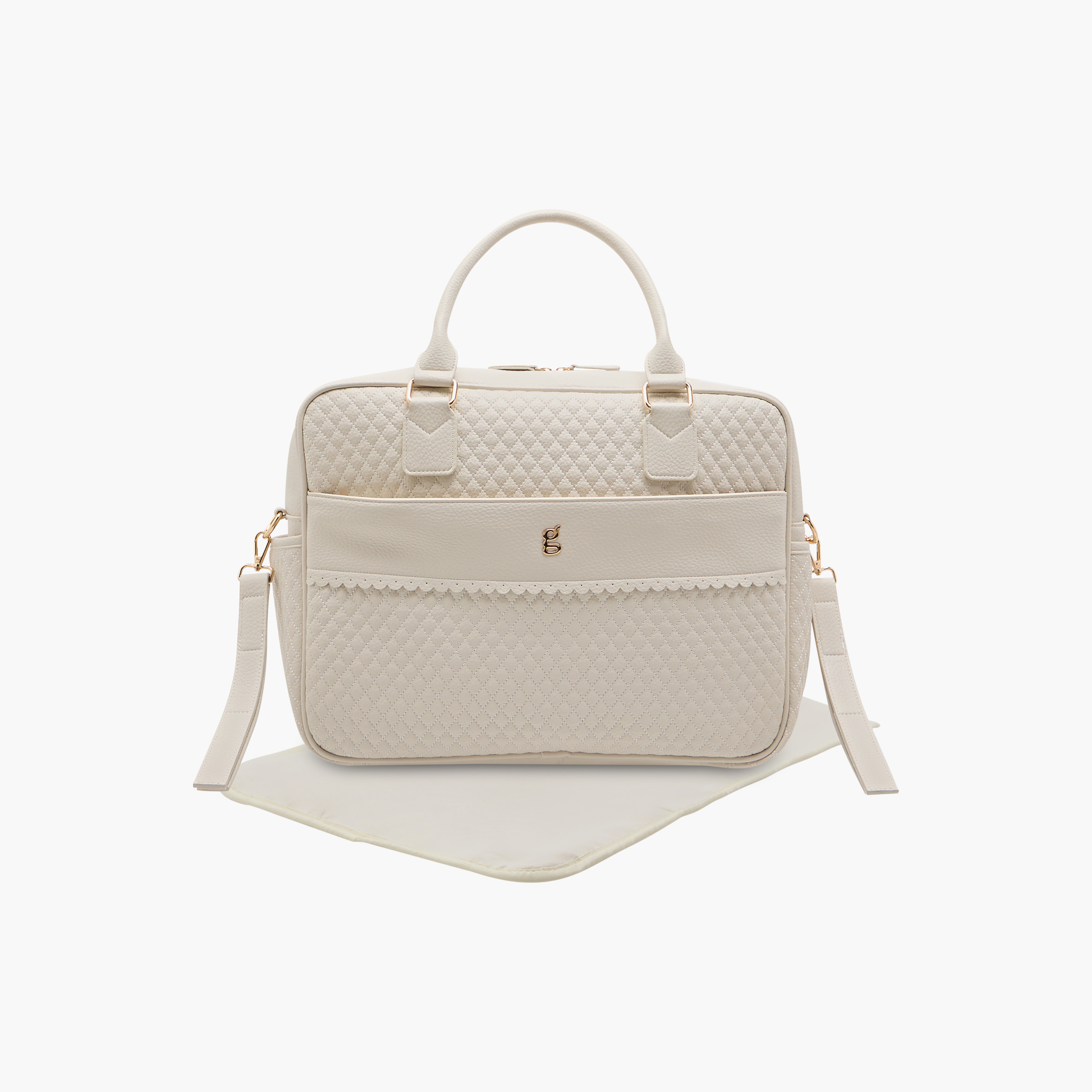 Giggles Quilted Diaper Bag with Zip Closure and Double Handle-baby-diapering-diaperbags-image-1