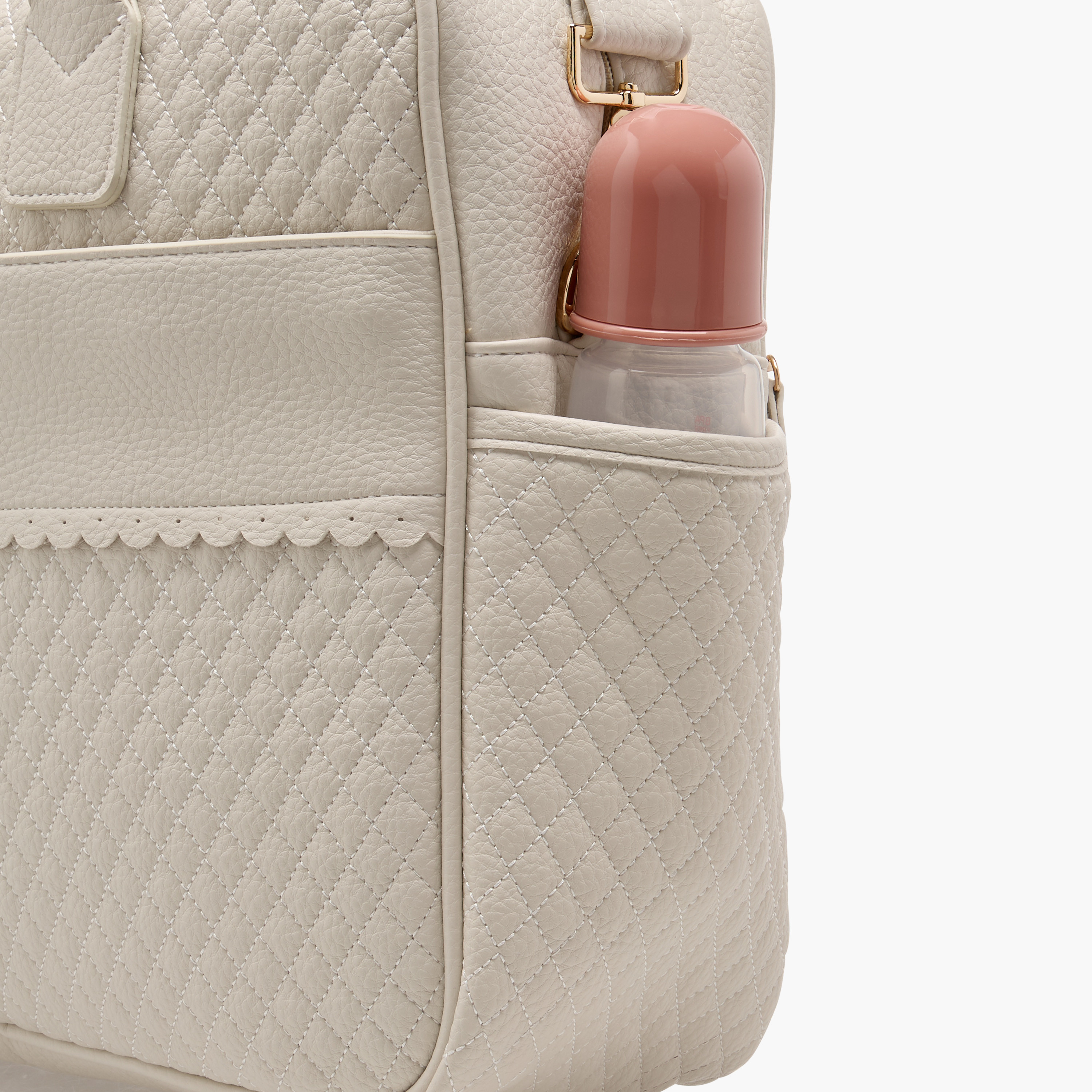 Giggles Quilted Diaper Bag with Zip Closure and Double Handle-baby-diapering-diaperbags-image-10